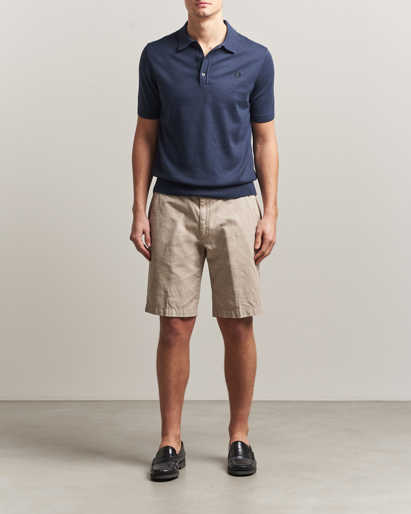 Men | Polo Shirts | Fred Perry | Cotton Knitted Polo Dark Airforce