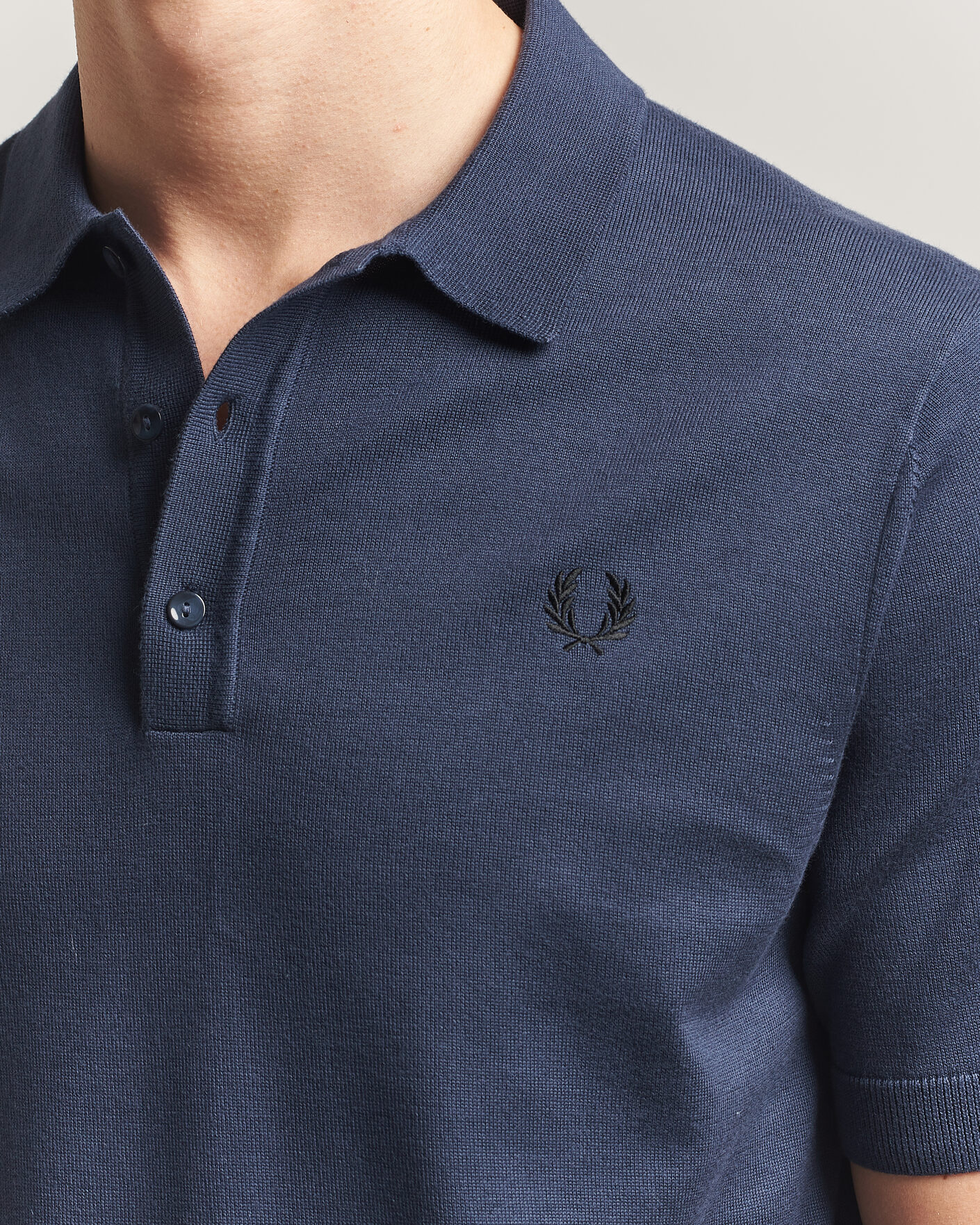 Men | Polo Shirts | Fred Perry | Cotton Knitted Polo Dark Airforce