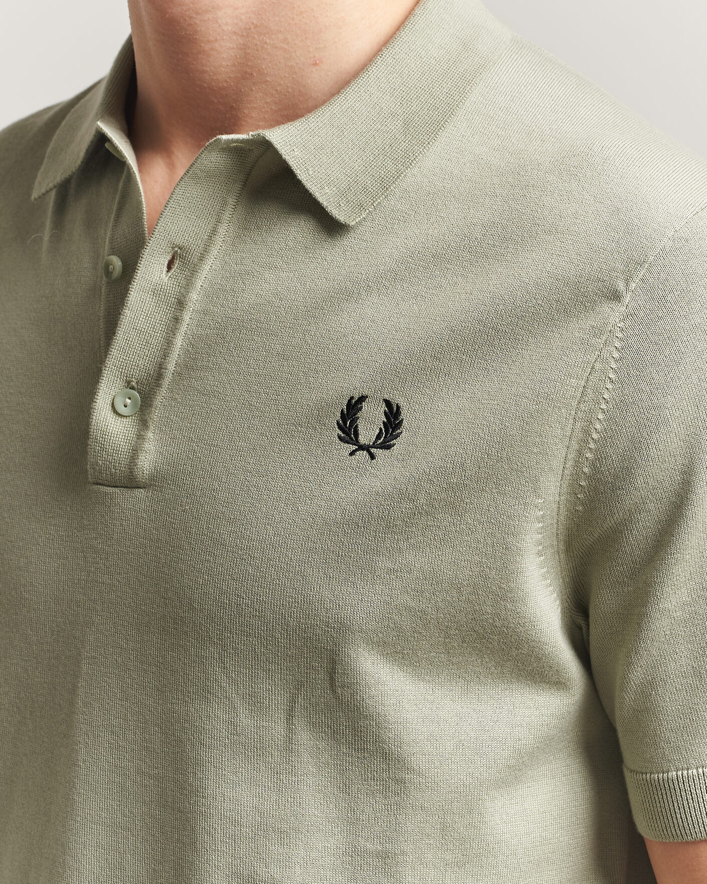 Men | Polo Shirts | Fred Perry | Cotton Knitted Polo Seagrass Green