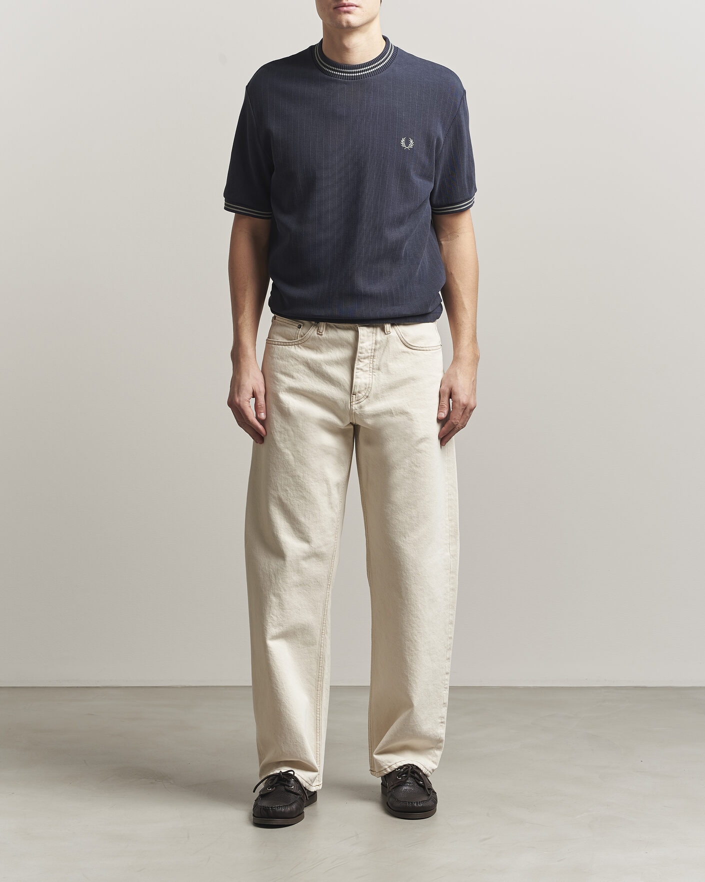 Men | T-Shirts | Fred Perry | Rib Knitted T-Shirt Navy