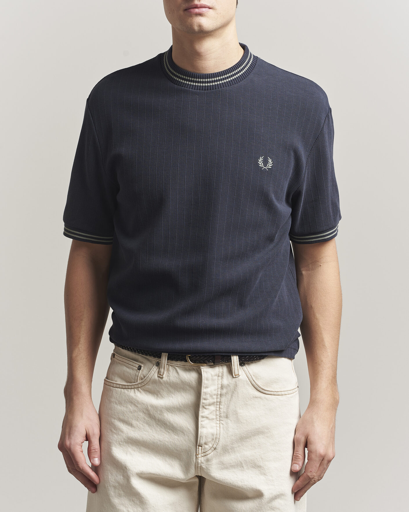 Men | T-Shirts | Fred Perry | Rib Knitted T-Shirt Navy