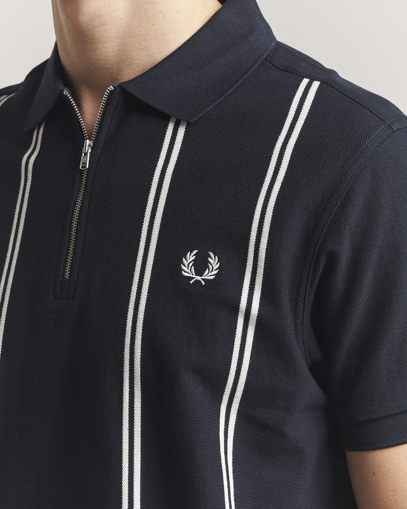 Men | Polo Shirts | Fred Perry | Vertical Striped Polo Navy