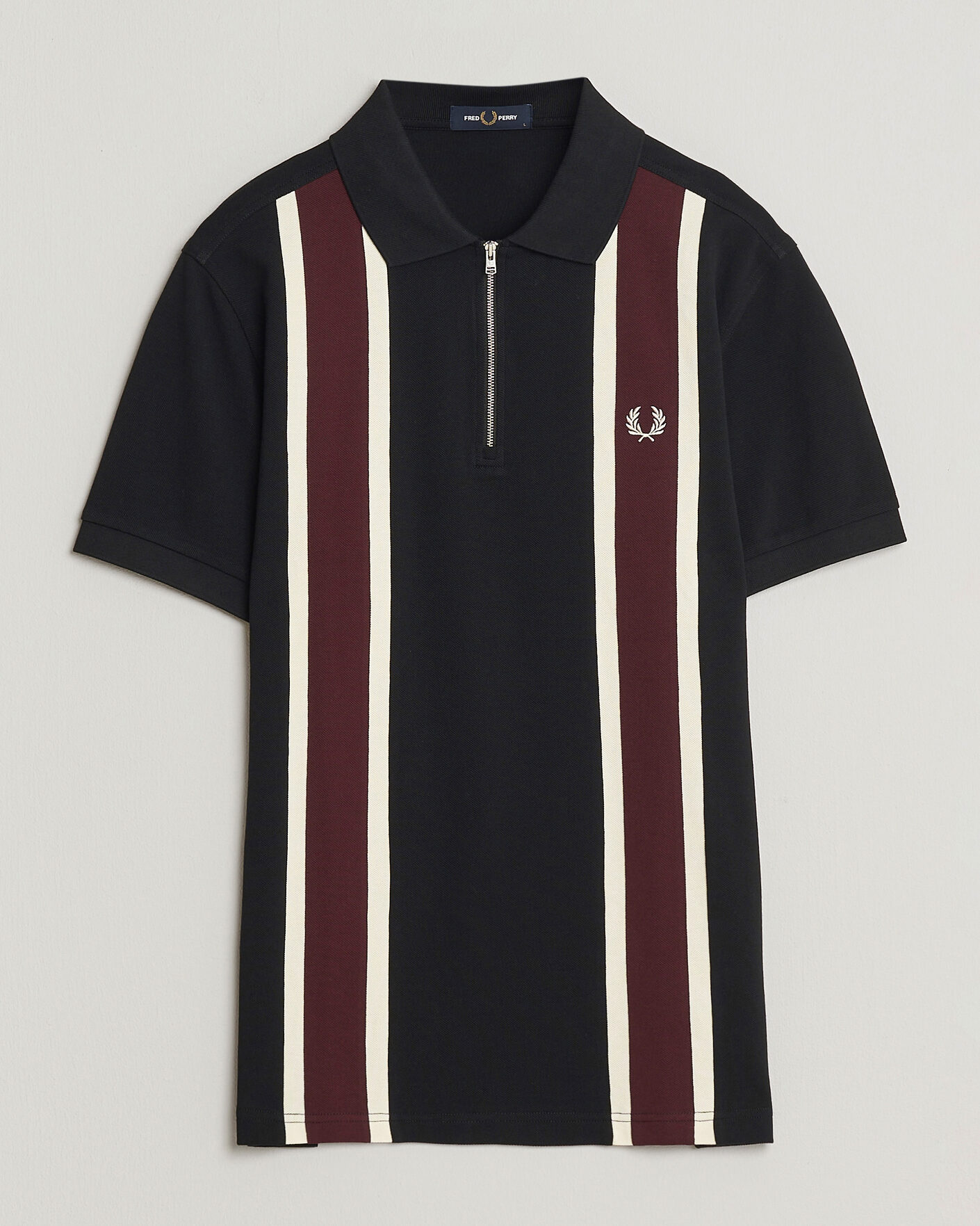 Men | Polo Shirts | Fred Perry | Tramline Half Zip Polo Black