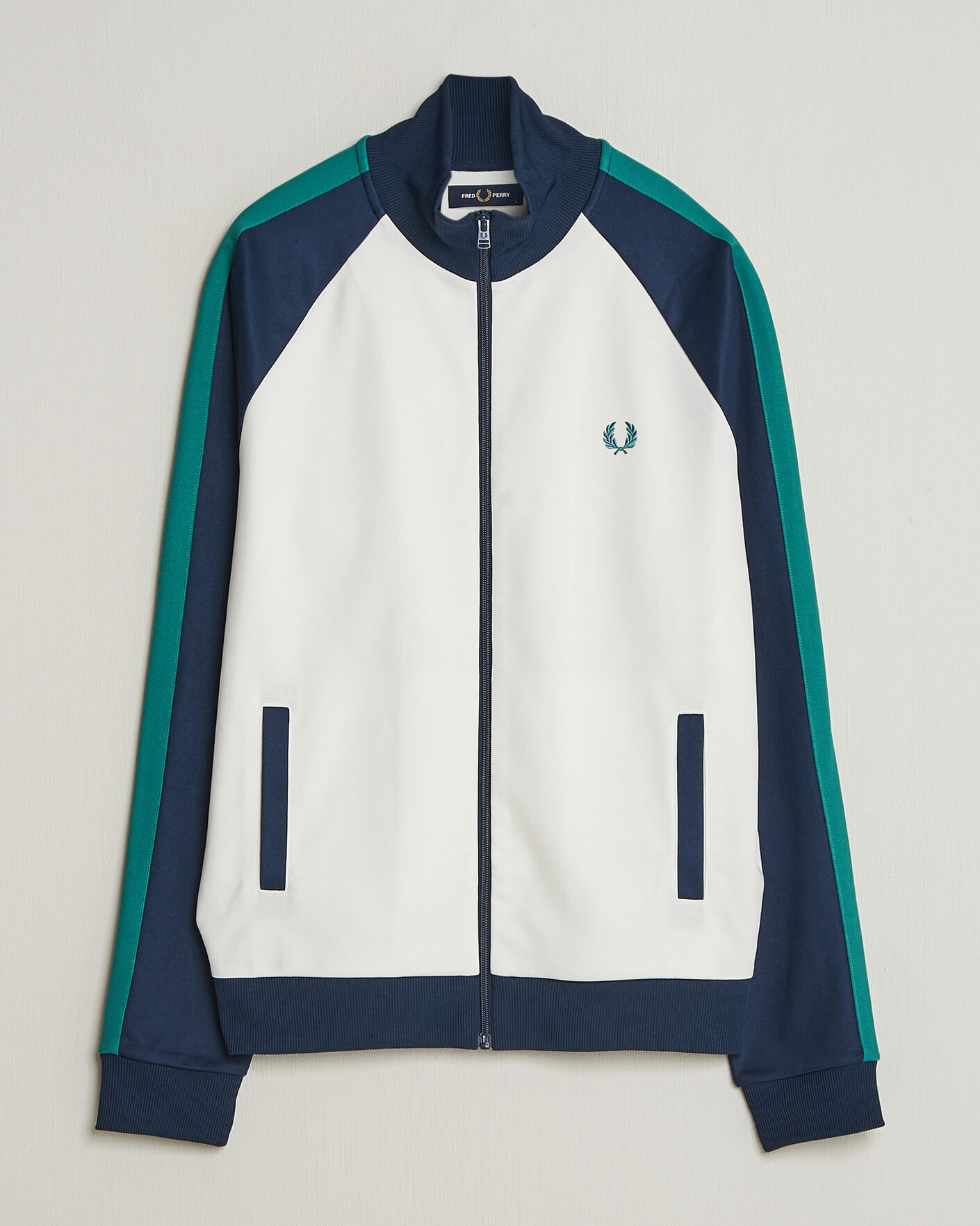 Men | Sweaters & Knitwear | Fred Perry | Contrast Sleeve Track Jacket Snow White
