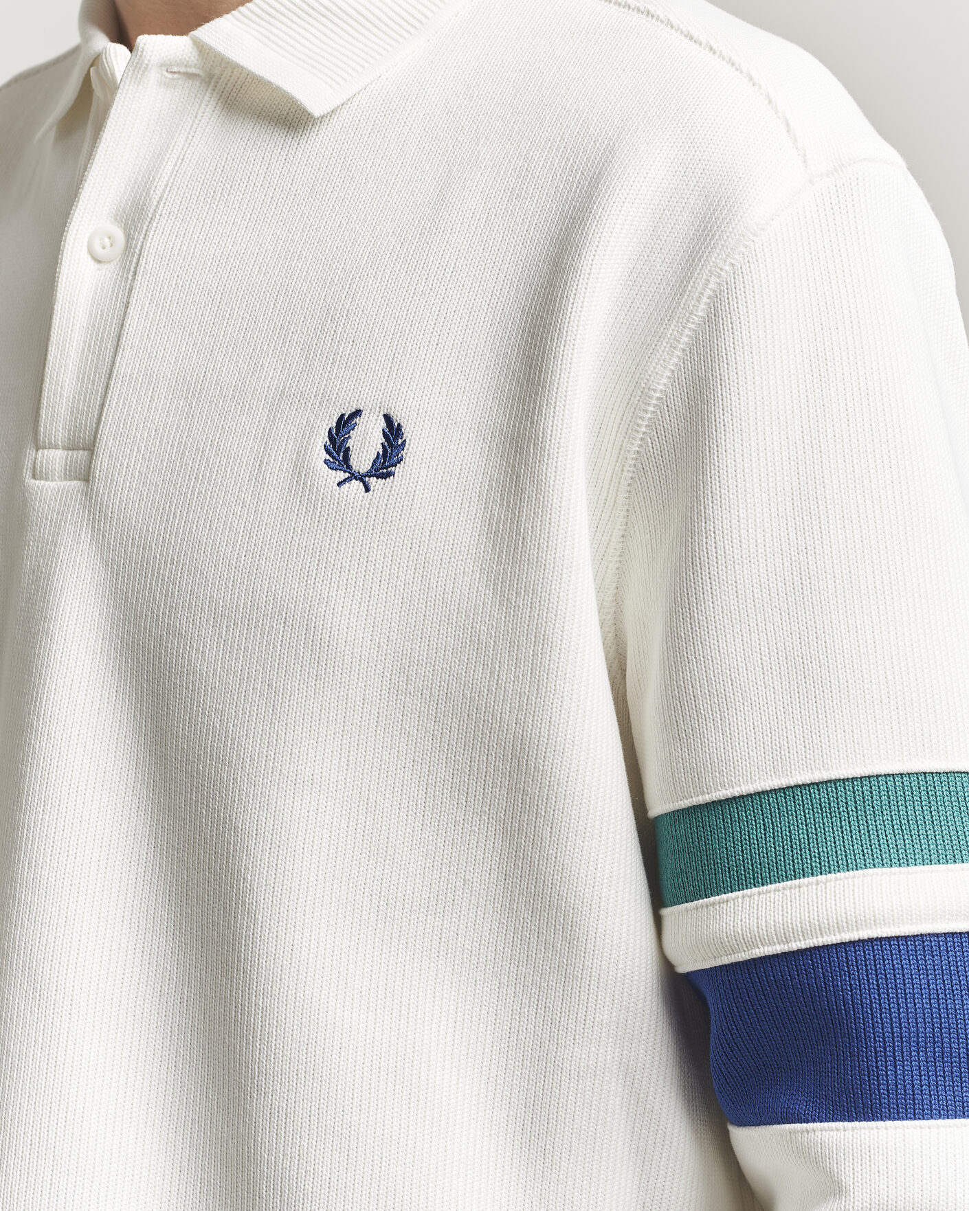 Men | Sweaters & Knitwear | Fred Perry | Tipped Sleeve Rugger Snow White