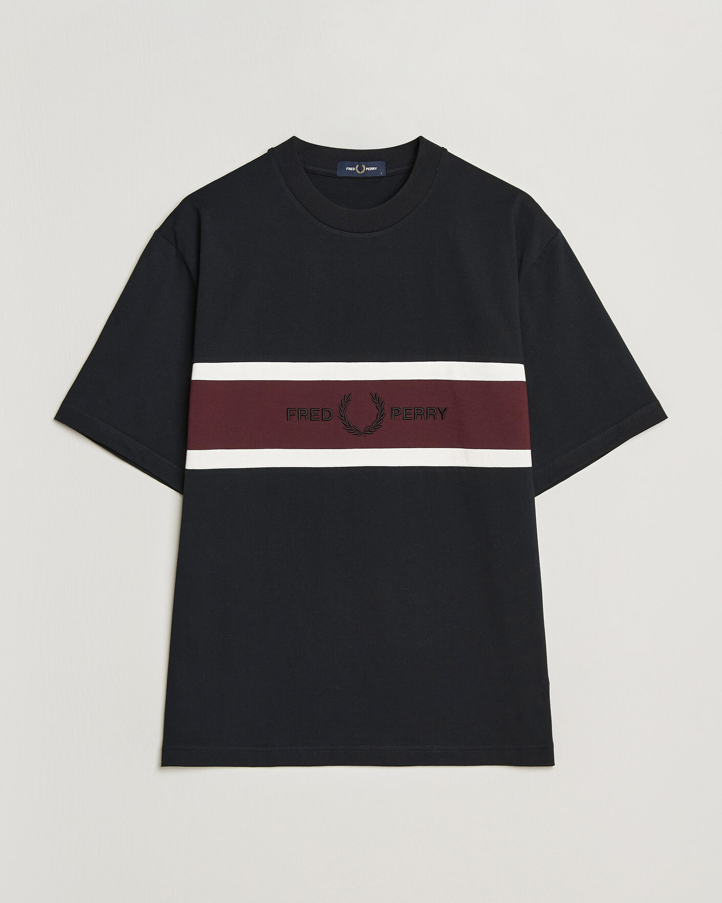 Men | T-Shirts | Fred Perry | Embroidered Paneled T-Shirt Black