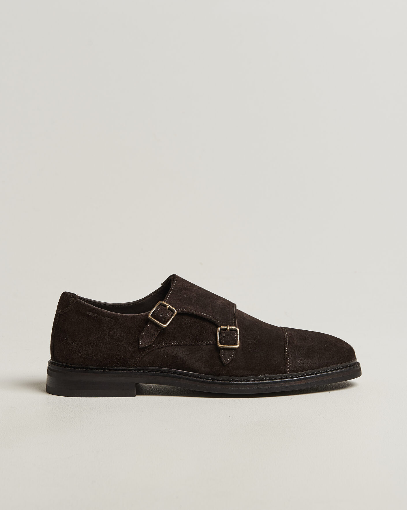 Men | Monk Strap Shoes | Gant | Bidford Suede Double Monkstrap Dark Brown