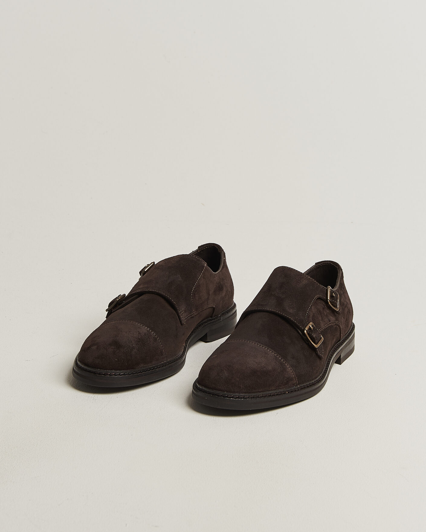 Men | Monk Strap Shoes | Gant | Bidford Suede Double Monkstrap Dark Brown