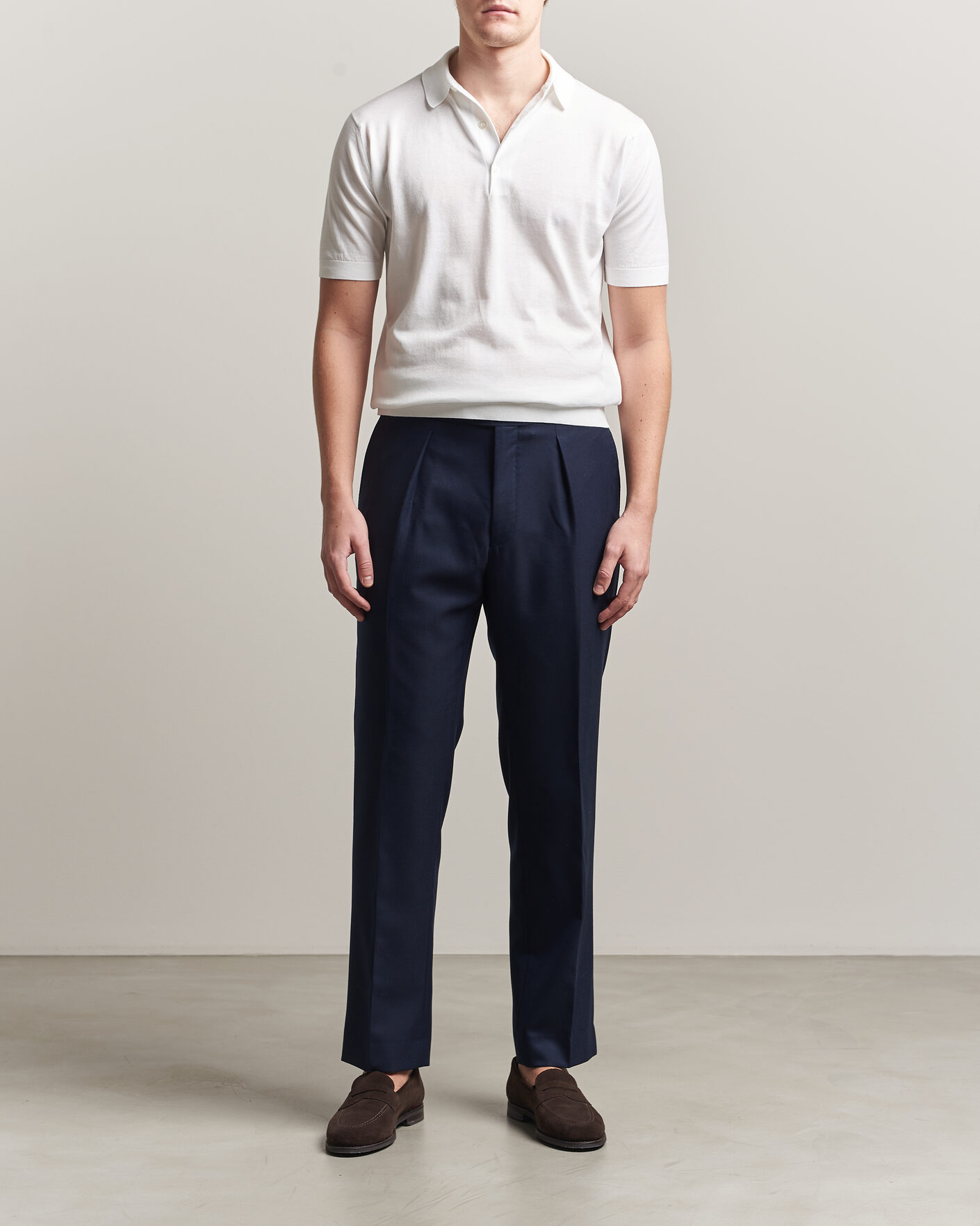 Men | Polo Shirts | John Smedley | Adrian Slim Fit Sea Island Cotton Polo White