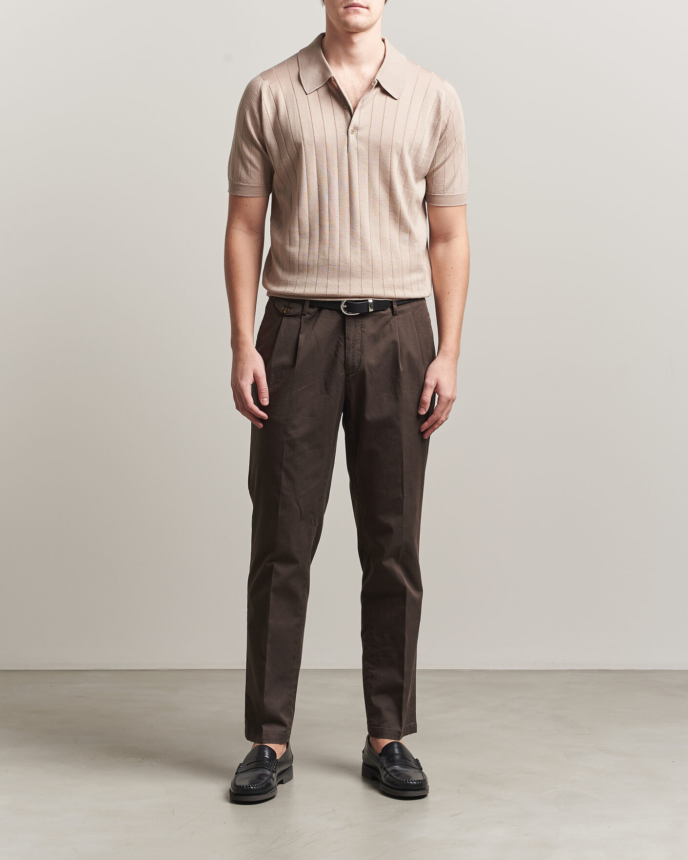 Men | Polo Shirts | John Smedley | Williams Merino/Cotton Knitted Polo Oat