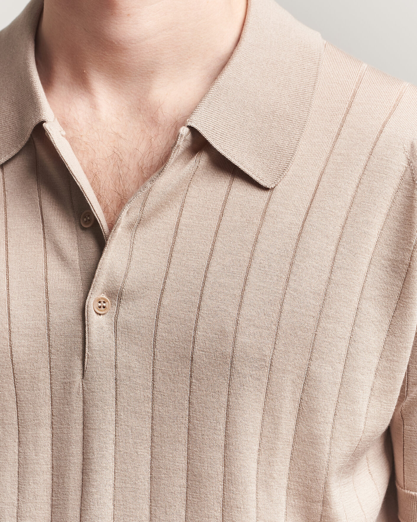 Men | Polo Shirts | John Smedley | Williams Merino/Cotton Knitted Polo Oat