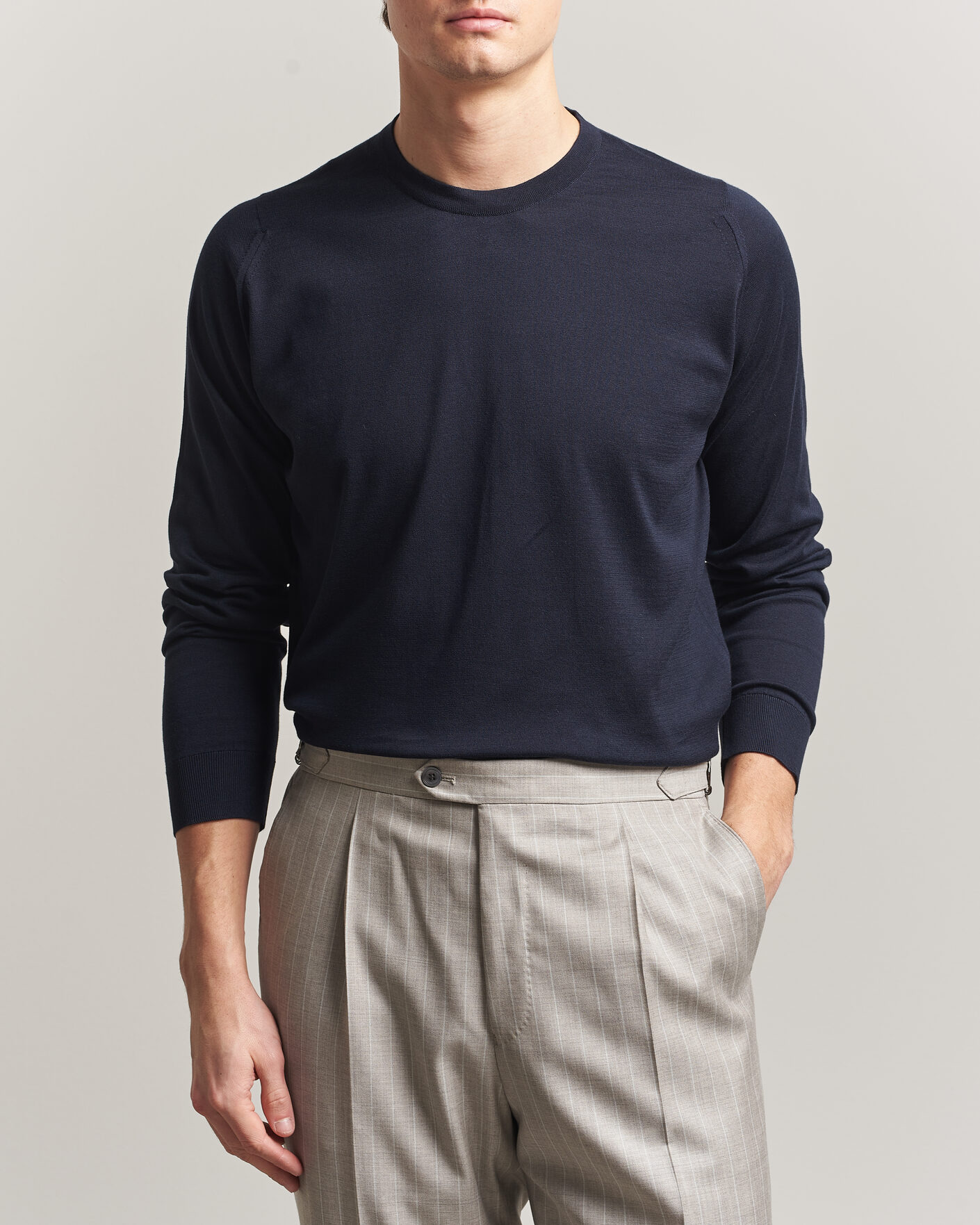 Men | Sweaters & Knitwear | John Smedley | Rowland Sea Island Crew Neck Pullover Navy