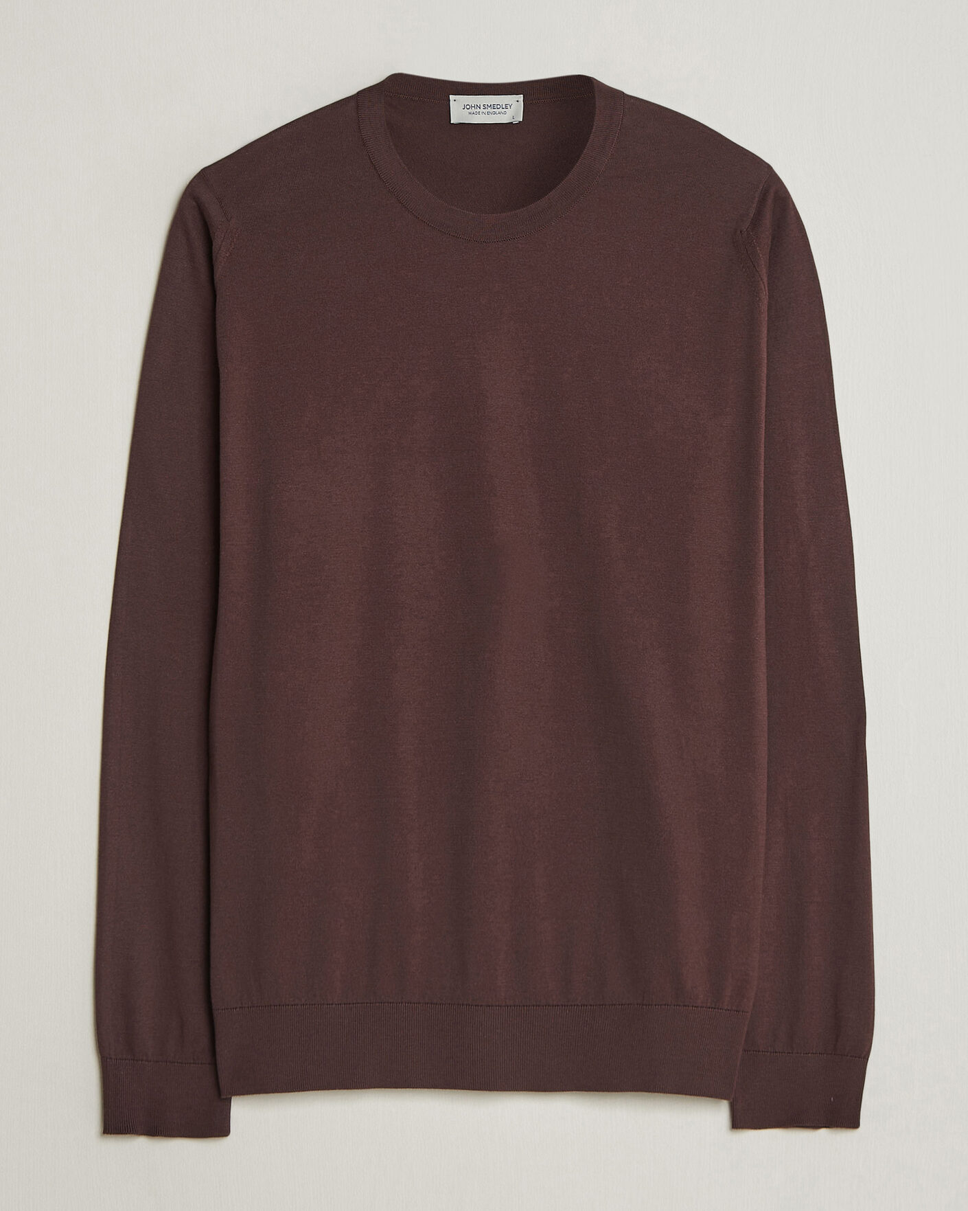 Men | Sweaters & Knitwear | John Smedley | Rowland Sea Island Crew Neck Pullover Raisin Brown