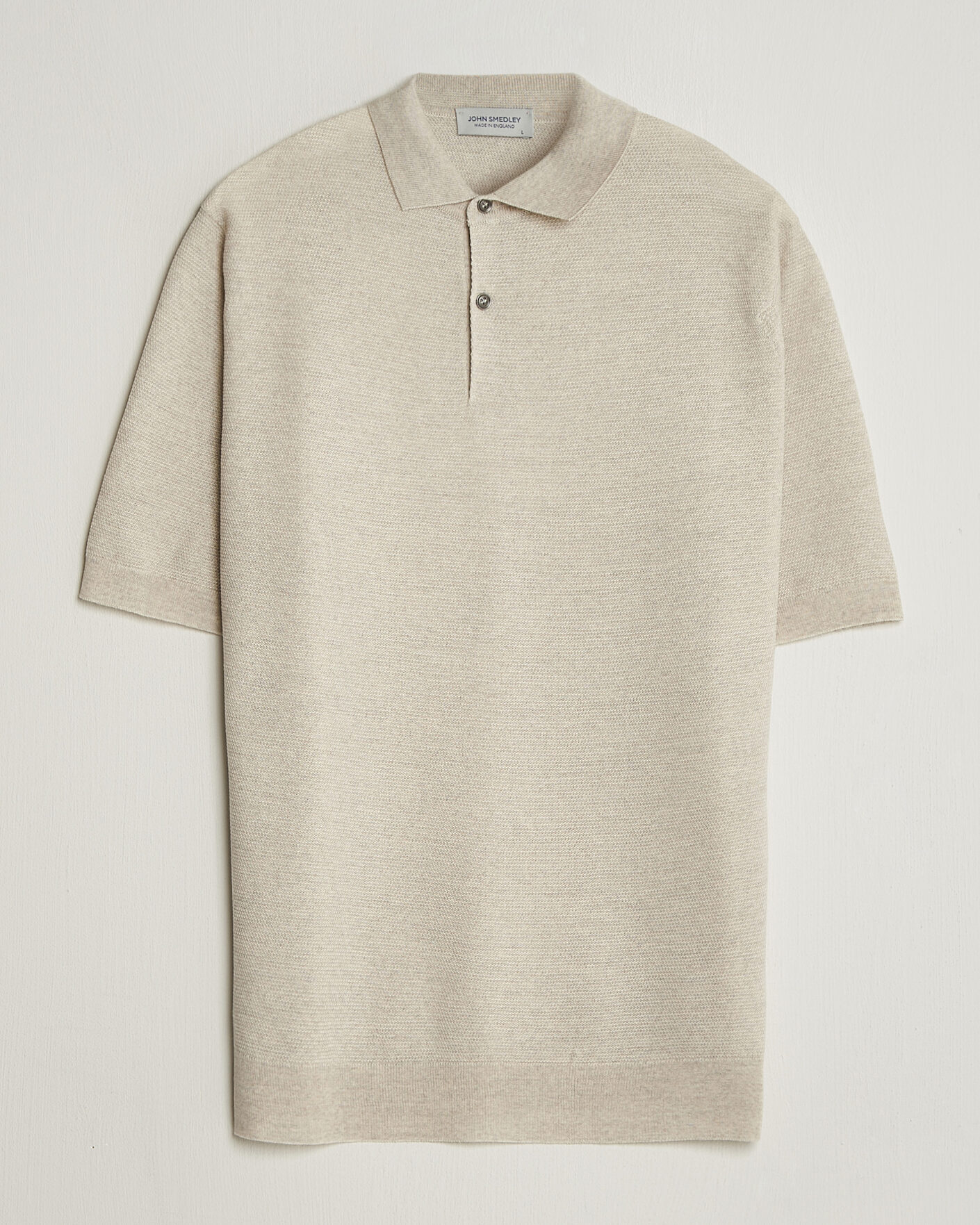 Men | Polo Shirts | John Smedley | 14 Singular Knitted Textured Polo Grey Fleece