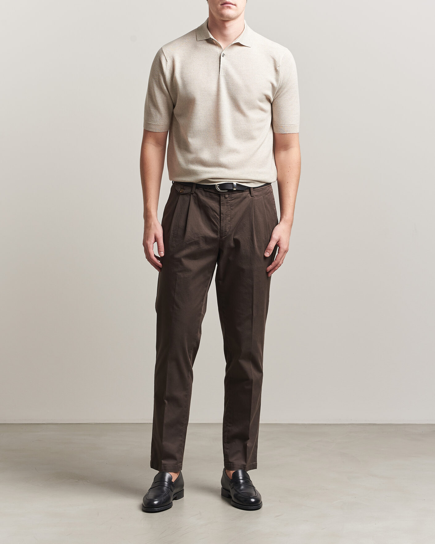 Men | Polo Shirts | John Smedley | 14 Singular Knitted Textured Polo Grey Fleece