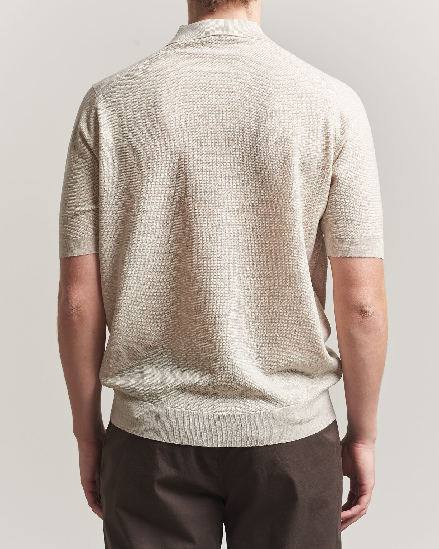 Men | Polo Shirts | John Smedley | 14 Singular Knitted Textured Polo Grey Fleece
