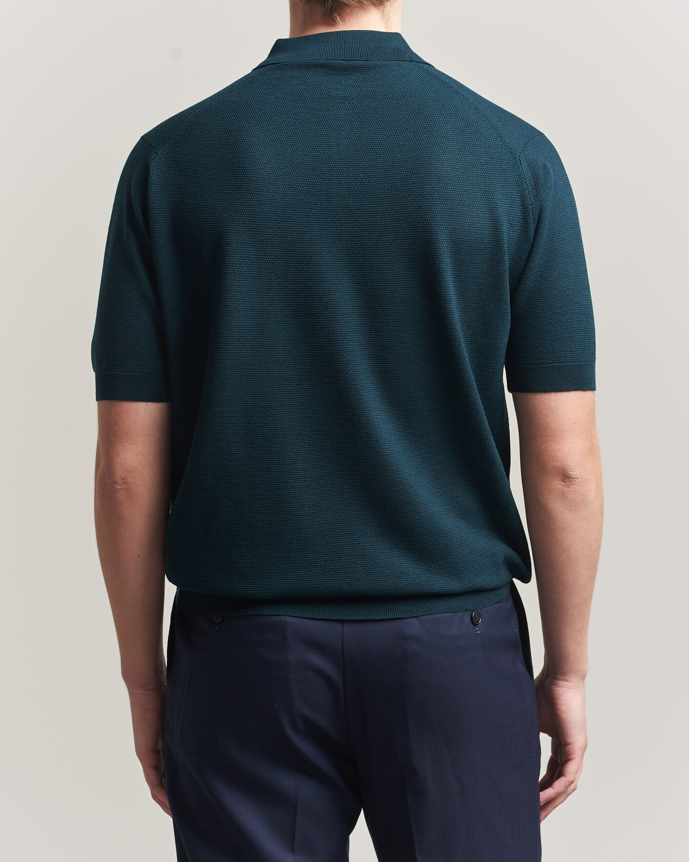 Men | Polo Shirts | John Smedley | 14 Singular Knitted Textured Polo Richardson Green