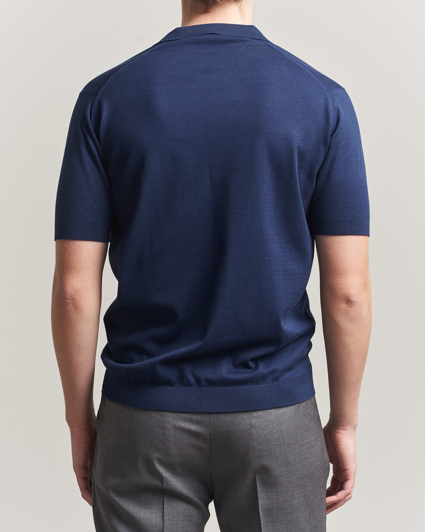 Men | Polo Shirts | John Smedley | Noah Open Collar Sea Island Polo French Navy