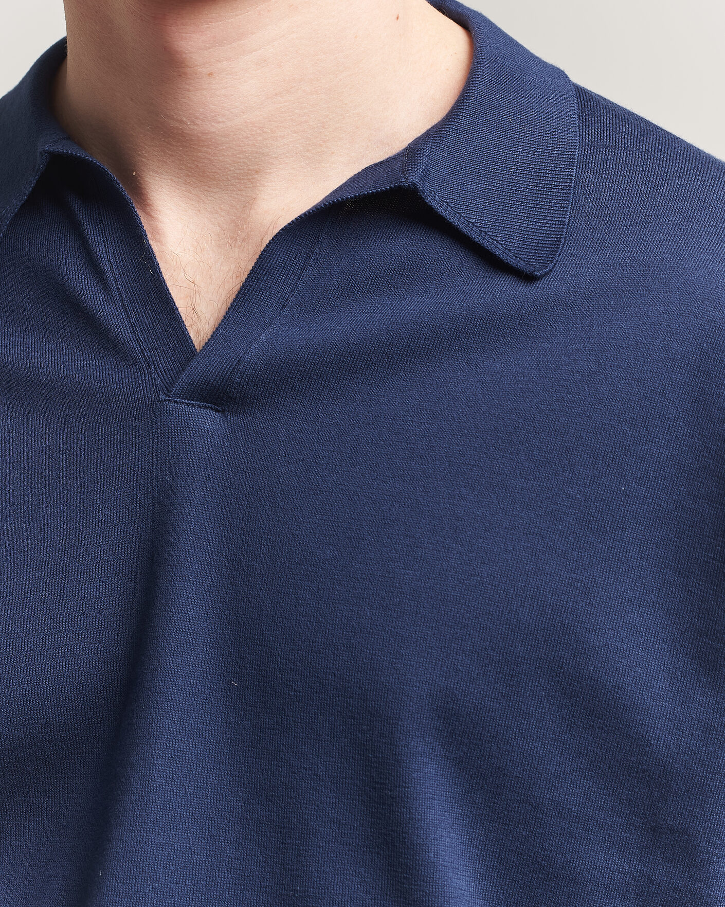 Men | Polo Shirts | John Smedley | Noah Open Collar Sea Island Polo French Navy
