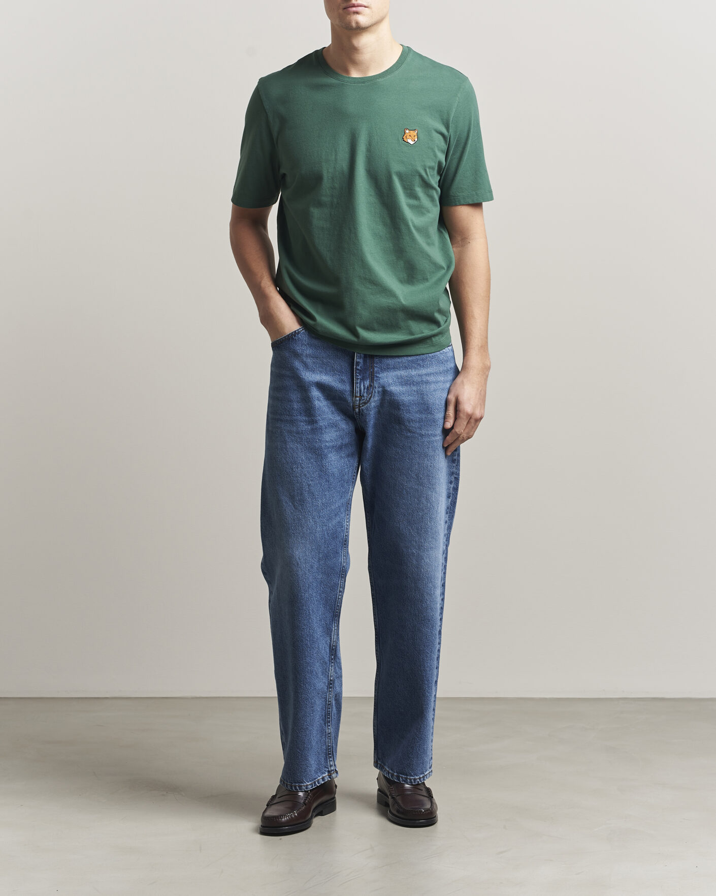Men | T-Shirts | Maison Kitsuné | Fox Head T-Shirt Bottle Green