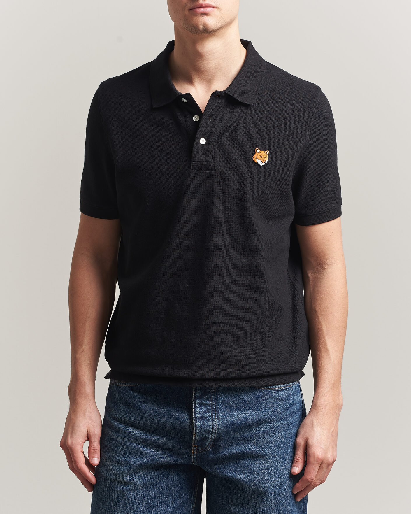 Men | Polo Shirts | Maison Kitsuné | Fox Head Polo Black