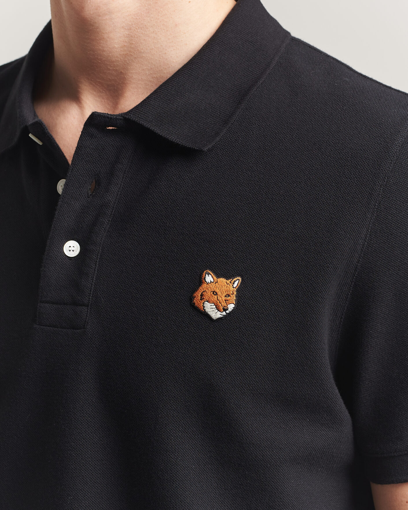 Men | Polo Shirts | Maison Kitsuné | Fox Head Polo Black