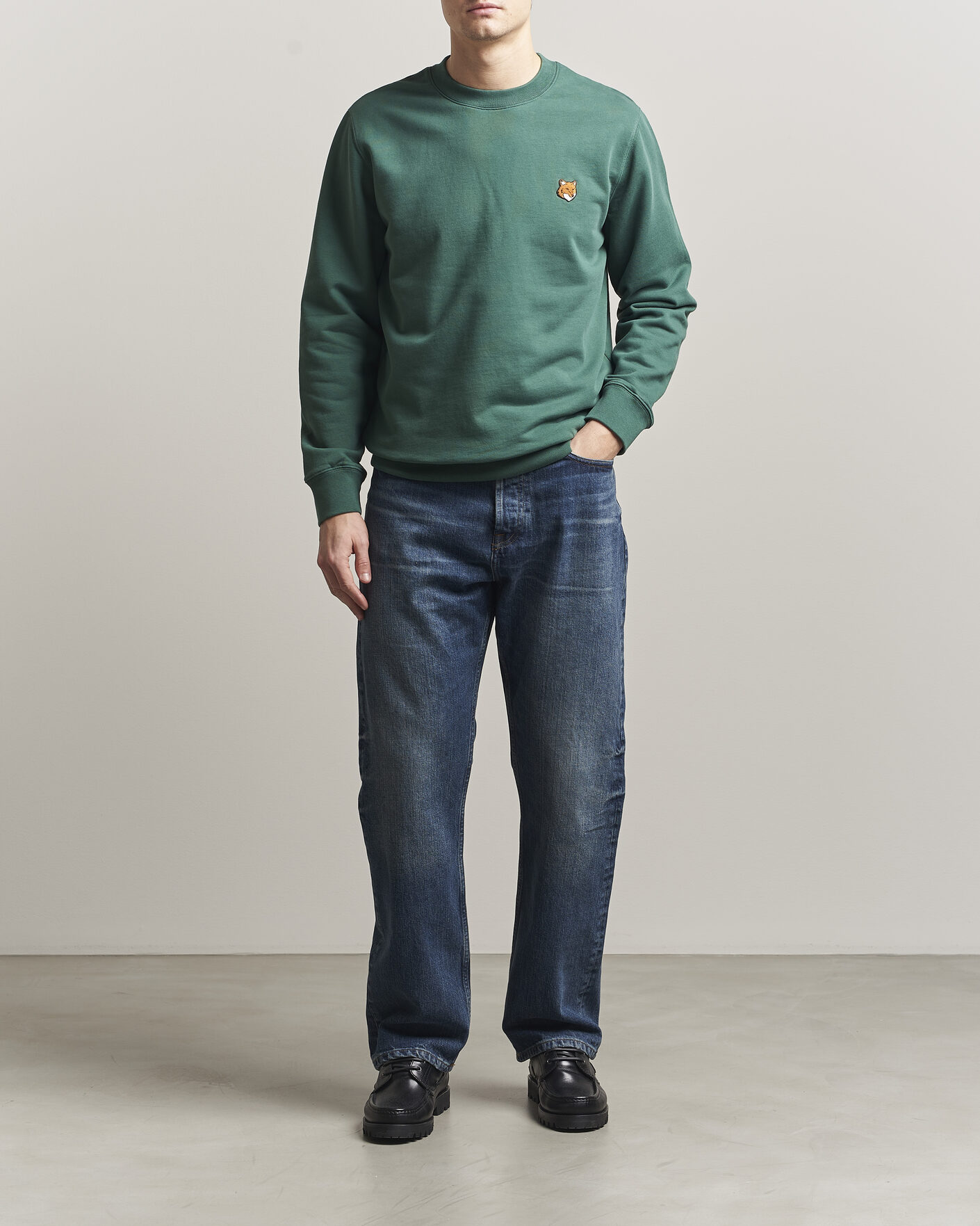 Men | Sweaters & Knitwear | Maison Kitsuné | Fox Head Sweatshirt Bottle Green
