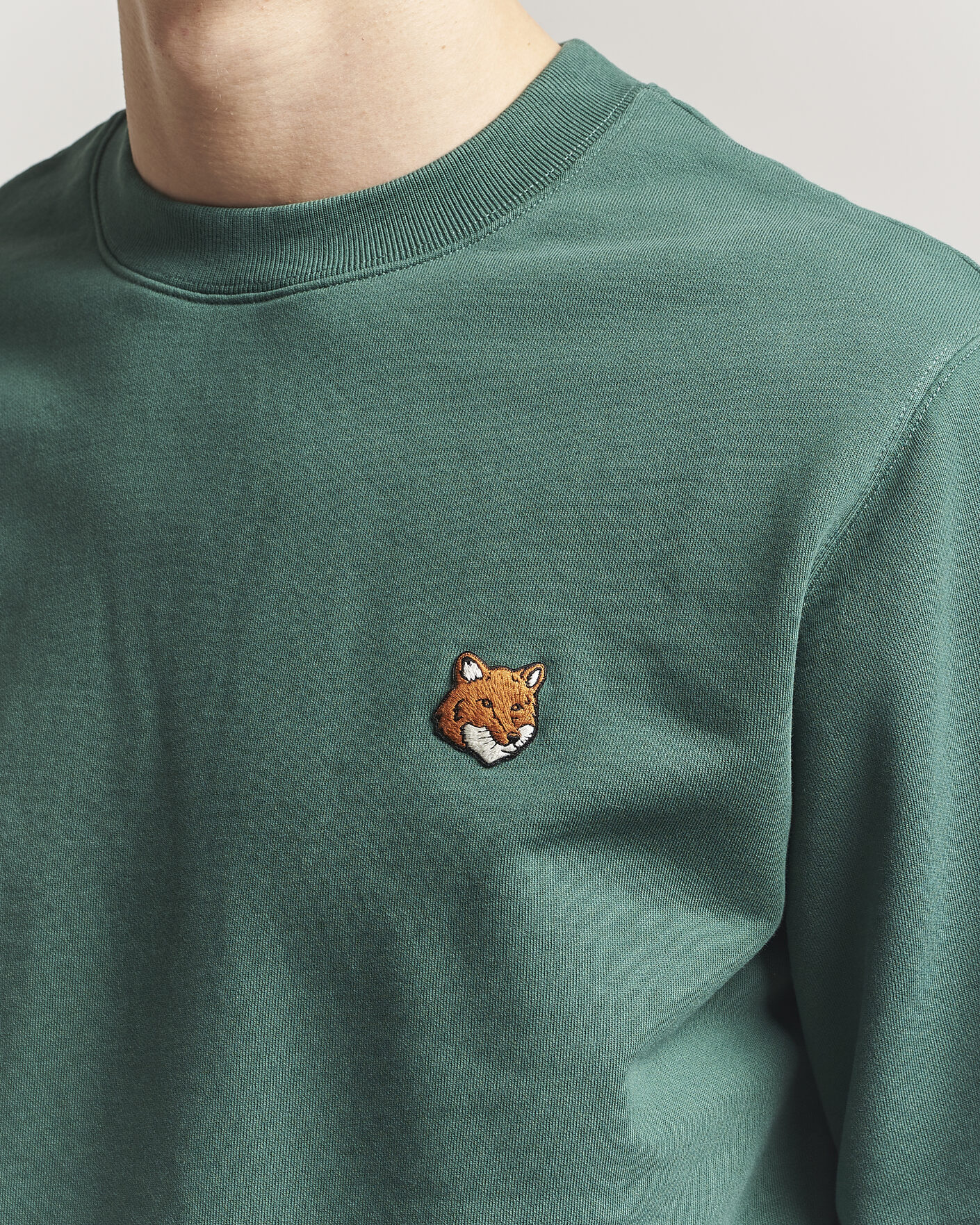 Men | Sweaters & Knitwear | Maison Kitsuné | Fox Head Sweatshirt Bottle Green