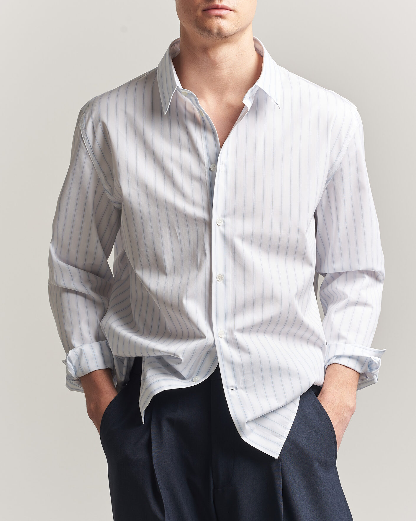 Men | Shirts | Maison Kitsuné | Casual Striped Shirt Blue/White