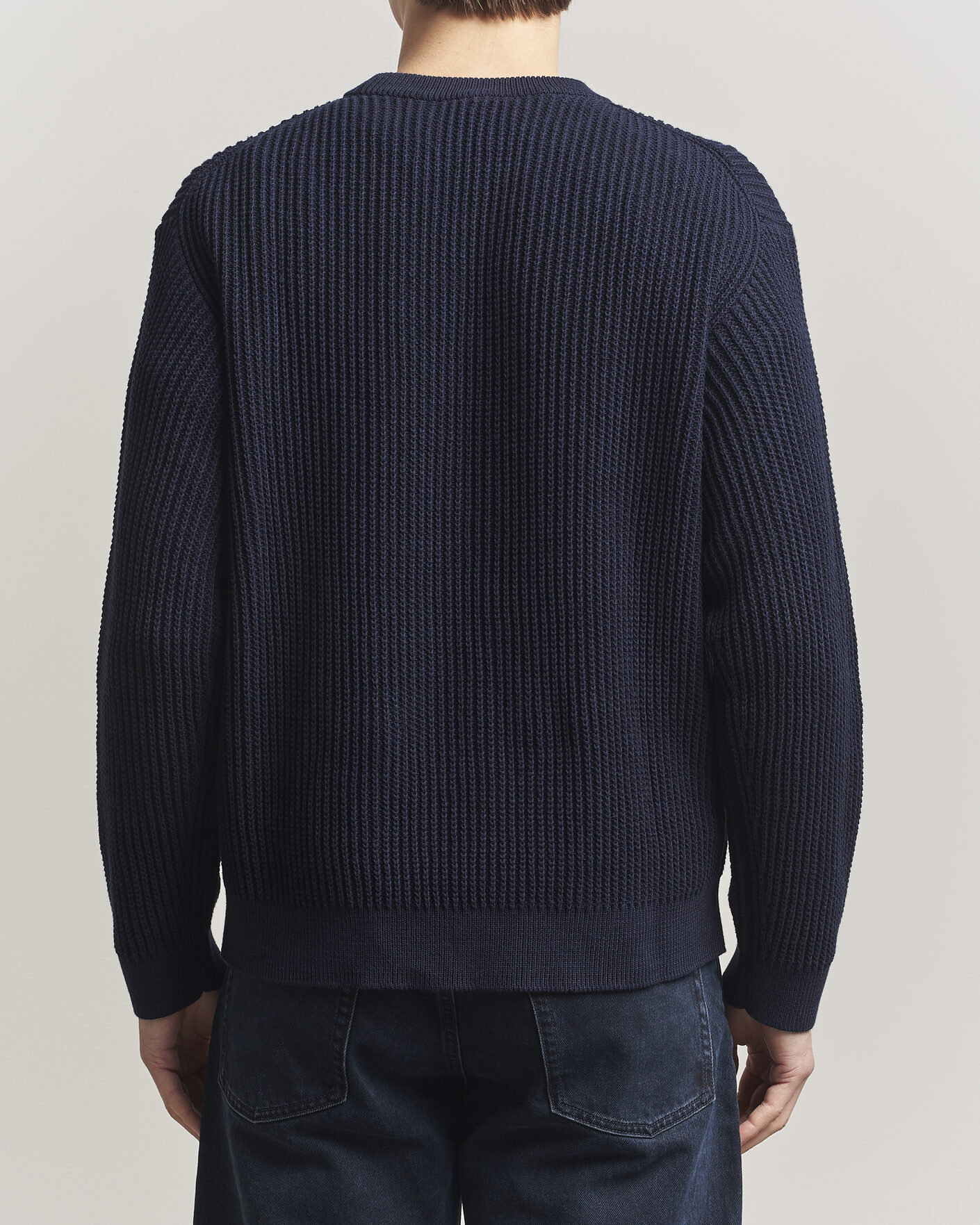 Men | Sweaters & Knitwear | Maison Kitsuné | Tonal Fox Head Rib Knitted Sweater Navy
