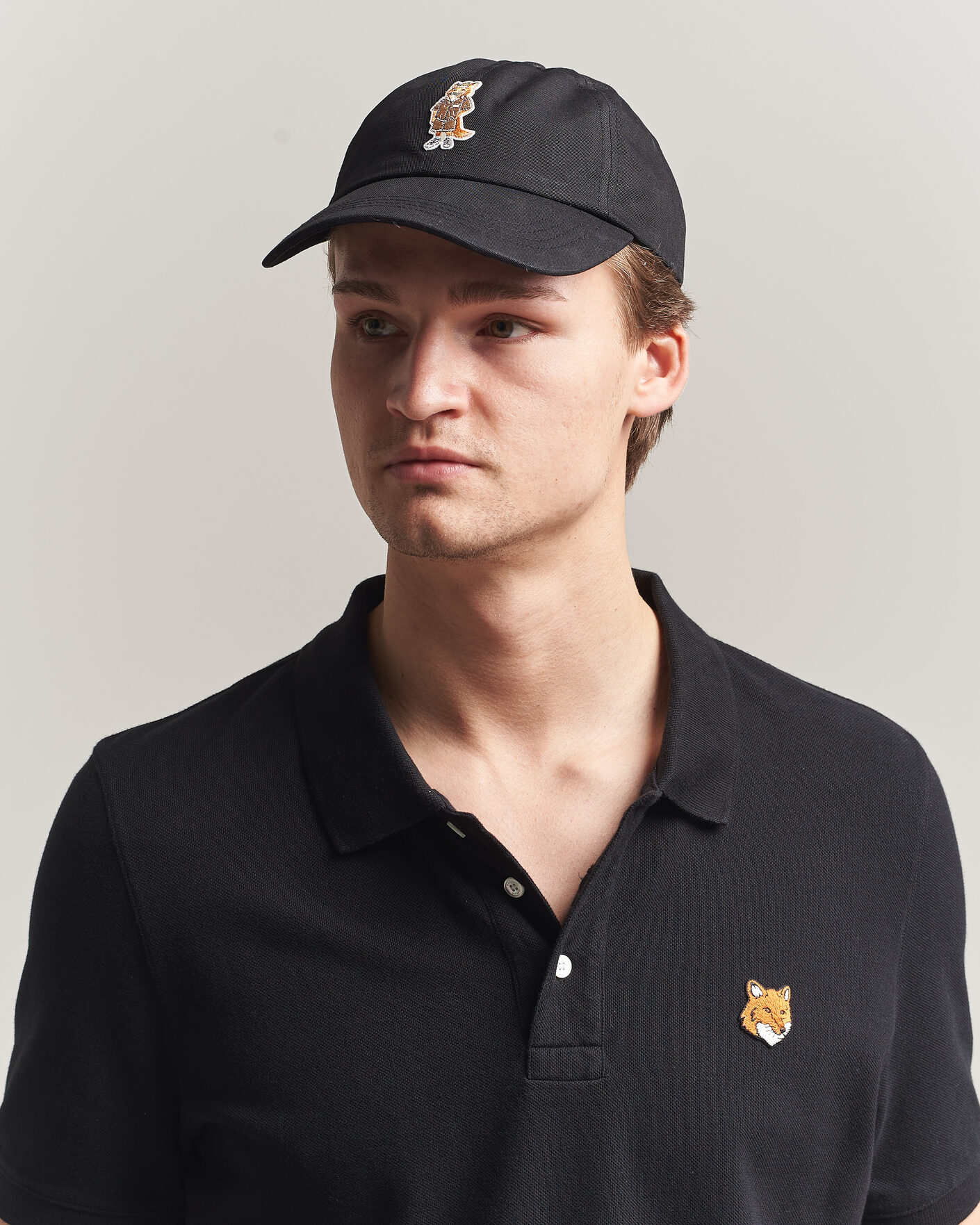 Men | Hats & Caps | Maison Kitsuné | Dressed Fox Cap Black
