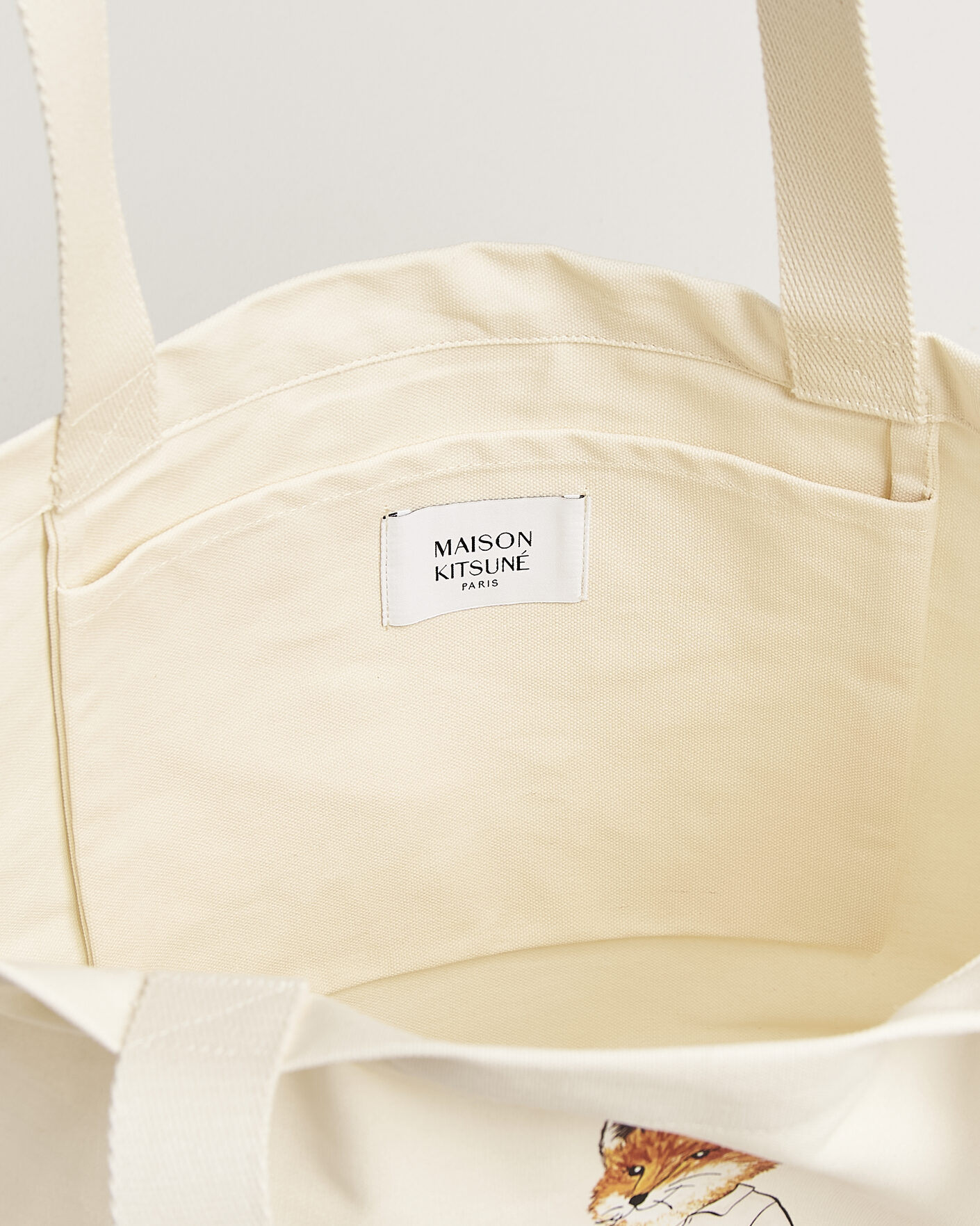 Men | Bags | Maison Kitsuné | Dressed Fox Totebag Ecru