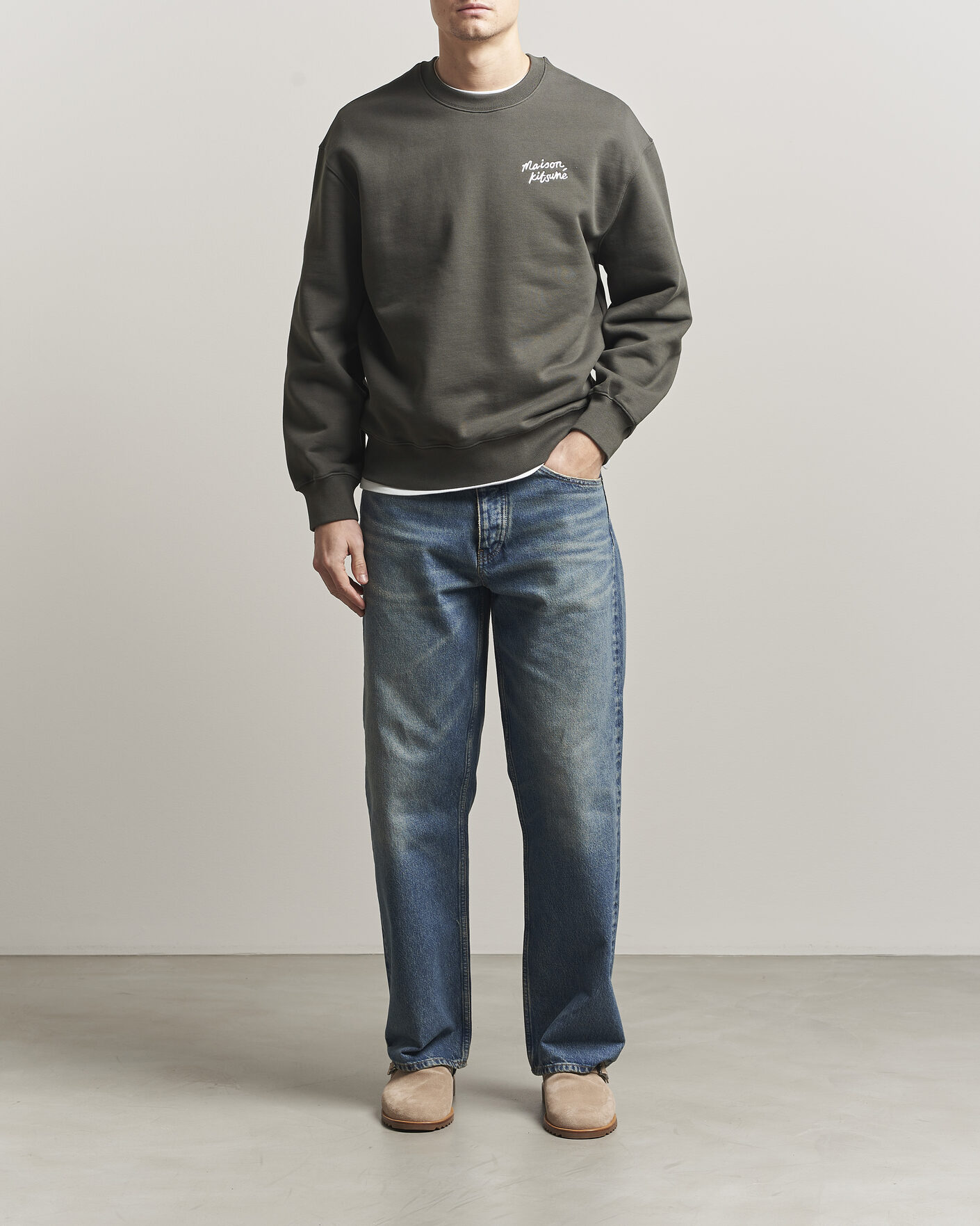Men | Sweaters & Knitwear | Maison Kitsuné | Handwriting Sweatshirt Beluga