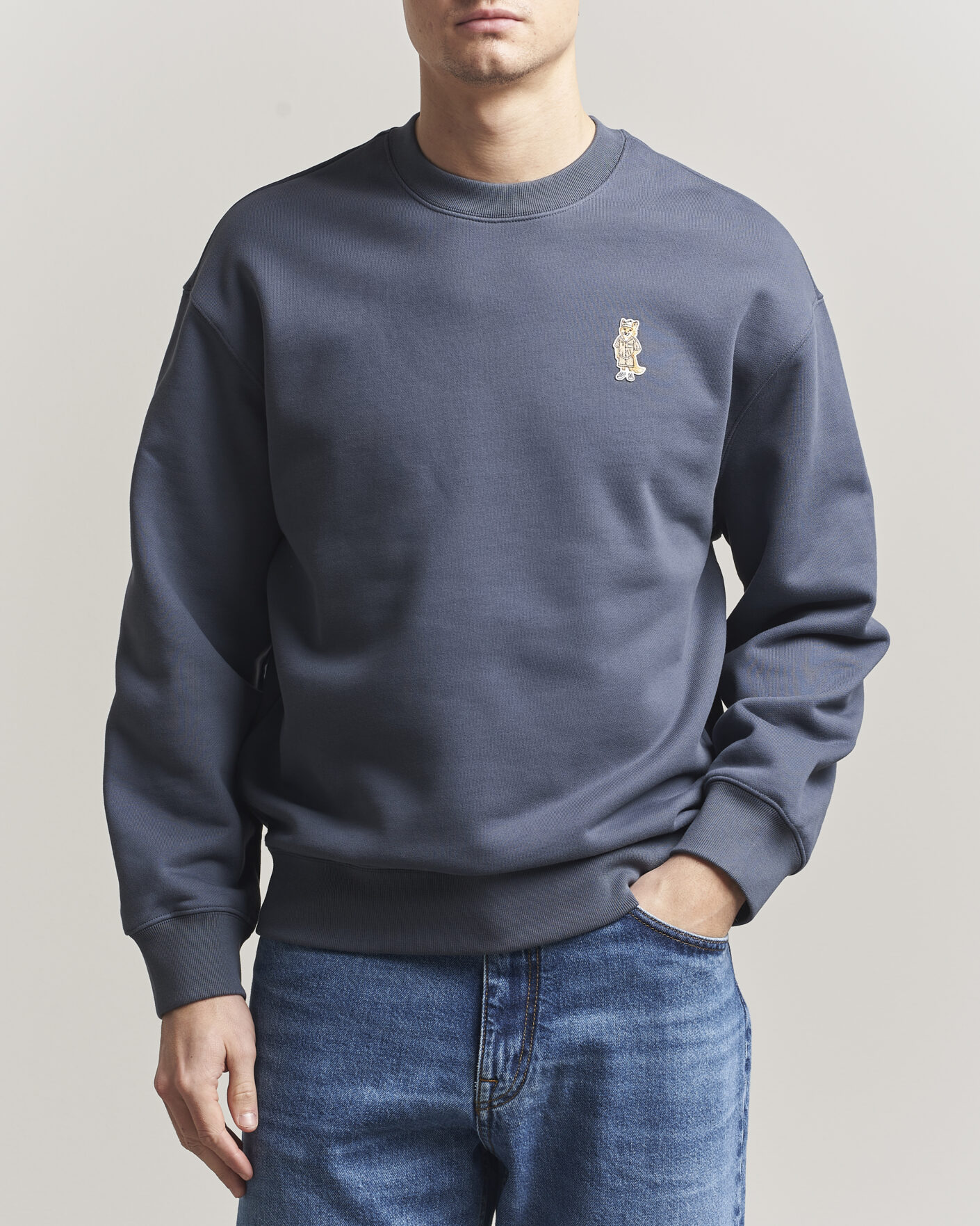 Men | Sweaters & Knitwear | Maison Kitsuné | Dressed Fox Sweatshirt Shadow Blue
