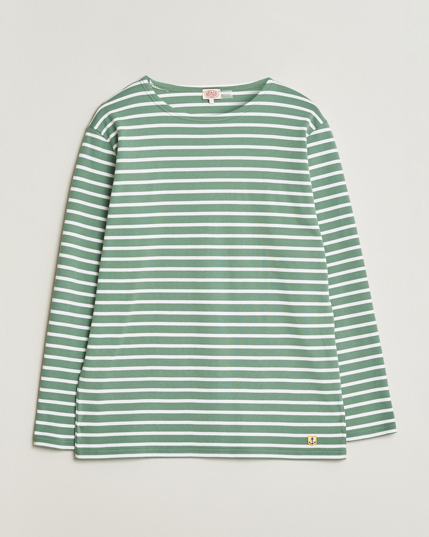 Men | T-Shirts | Armor-lux | Houat Héritage Stripe Long Sleeve T-Shirt Ivy/Blanc