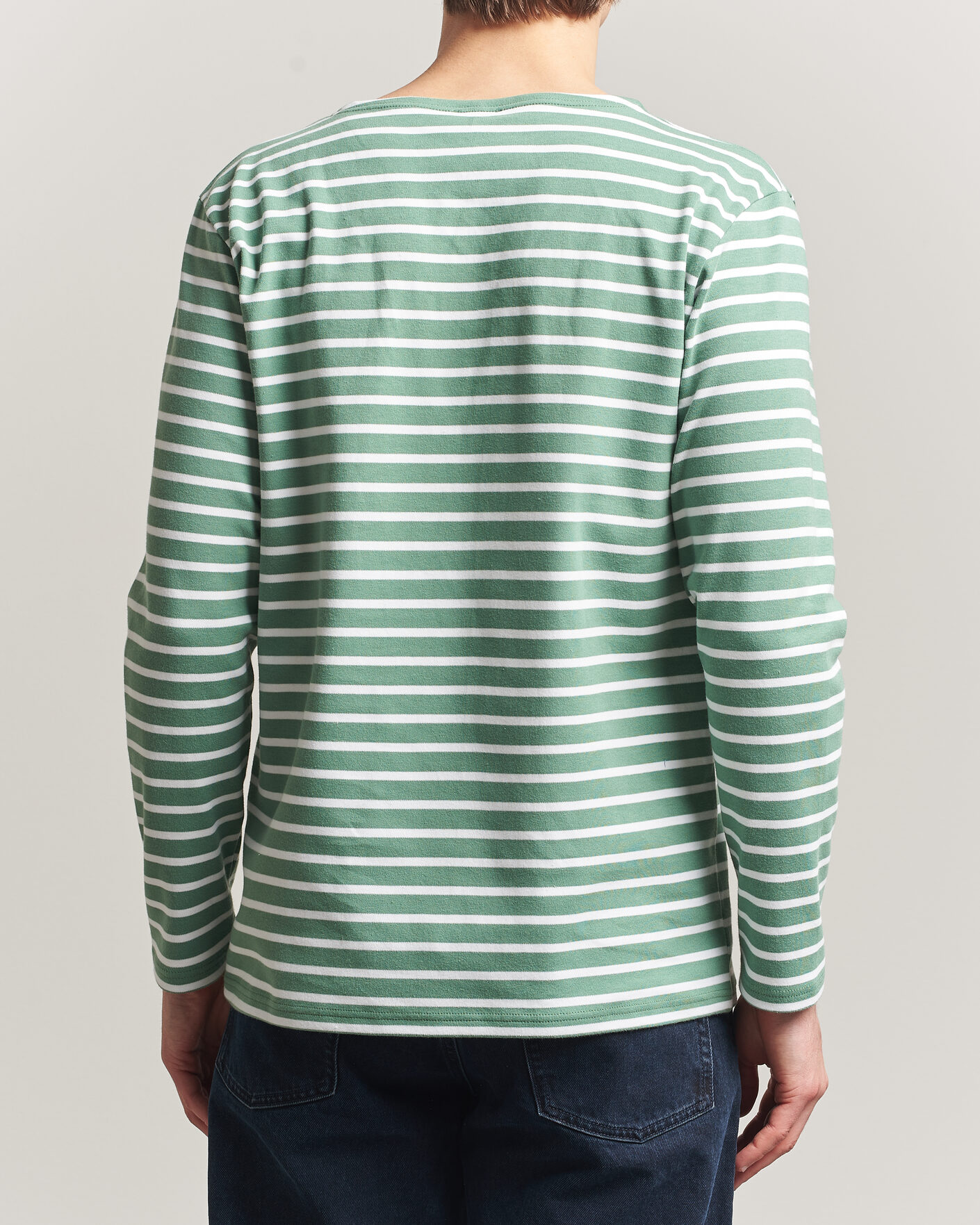 Men | T-Shirts | Armor-lux | Houat Héritage Stripe Long Sleeve T-Shirt Ivy/Blanc