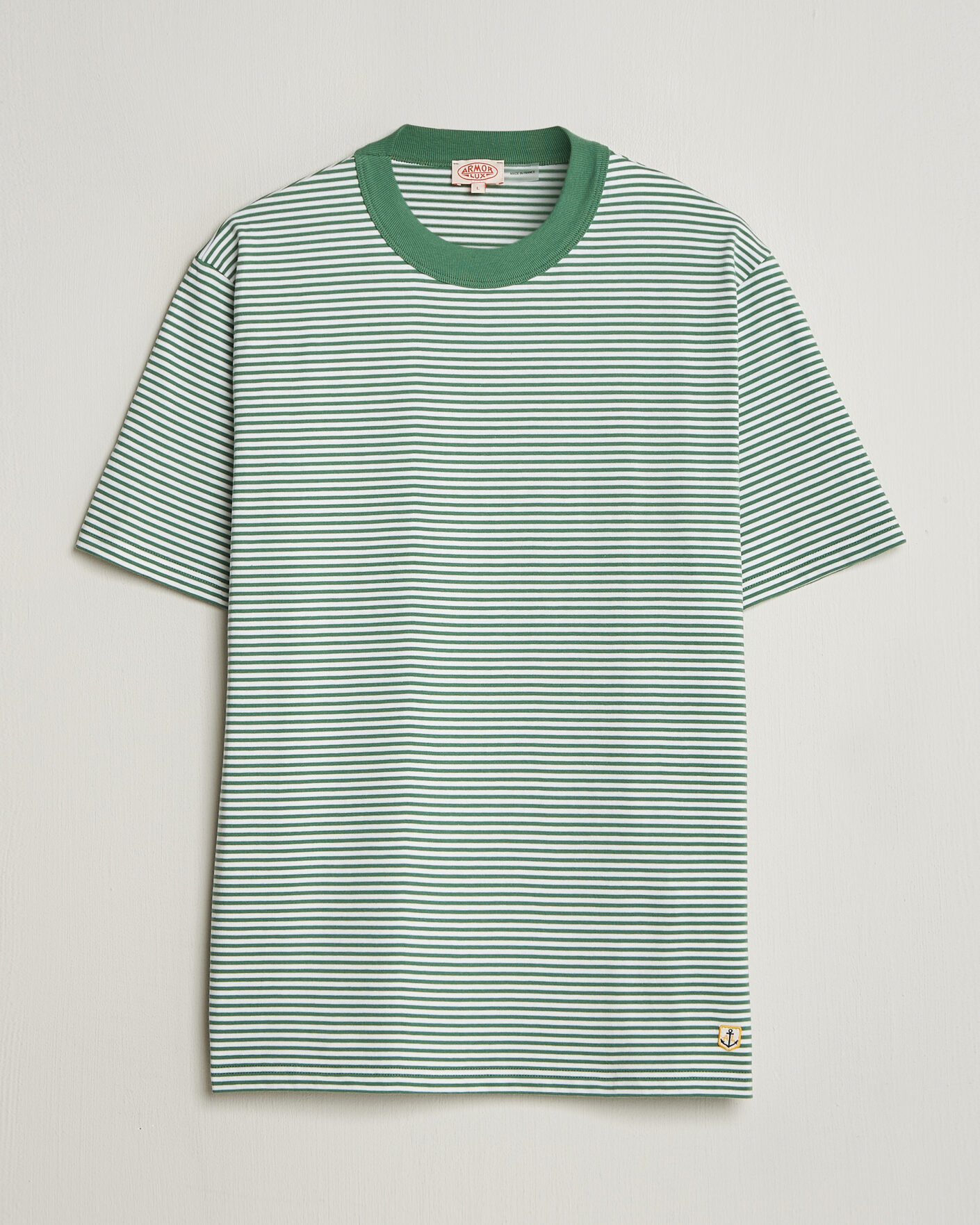 Men | T-Shirts | Armor-lux | Callac Héritage Stripe T-Shirt Ivy/Blanc