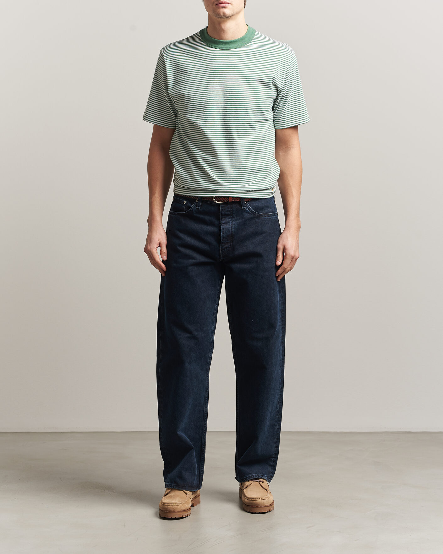 Men | T-Shirts | Armor-lux | Callac Héritage Stripe T-Shirt Ivy/Blanc