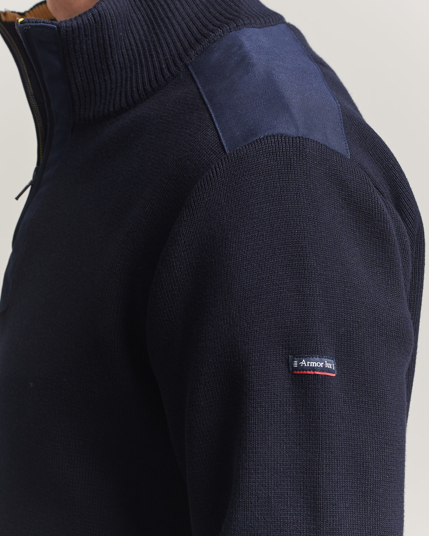 Men | Sweaters & Knitwear | Armor-lux | Workwear Half Zip Marine Deep