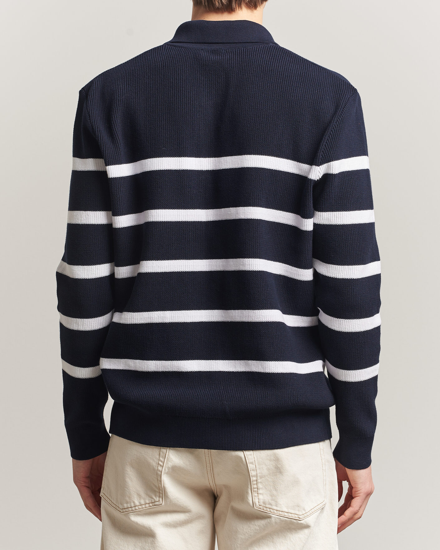 Men | Sweaters & Knitwear | Armor-lux | Heritage Knitted Polo Marine/Blanc