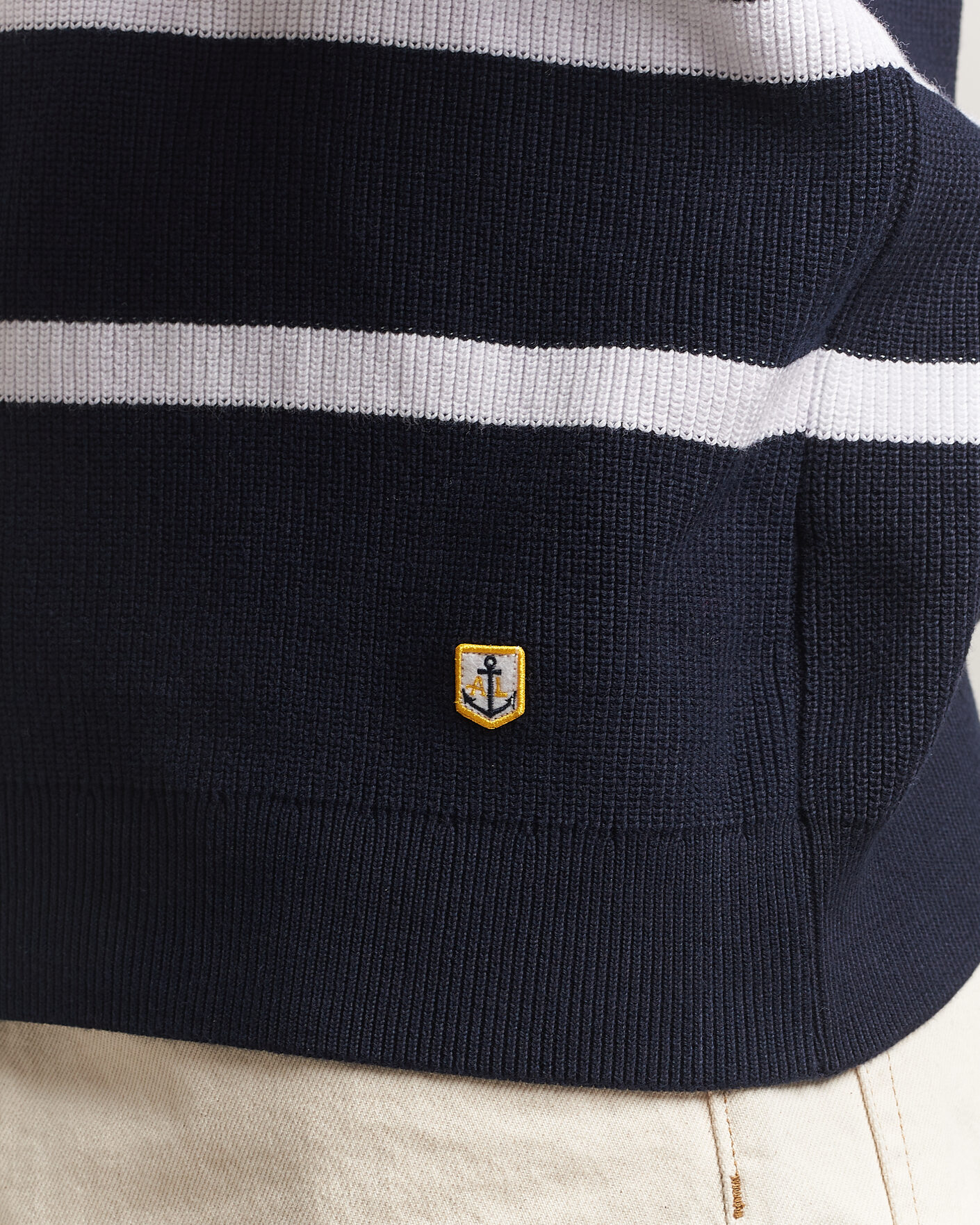 Men | Sweaters & Knitwear | Armor-lux | Heritage Knitted Polo Marine/Blanc