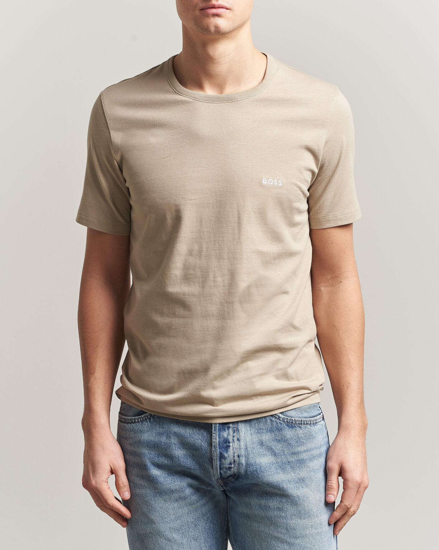 Men | T-Shirts | BOSS BLACK | 3-Pack Crew Neck T-Shirt White/Blue/Beige