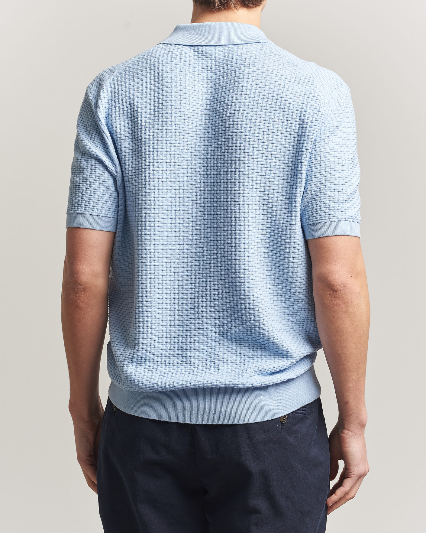 Men | Polo Shirts | BOSS BLACK | Natalo Structured Knitted Polo Light Blue