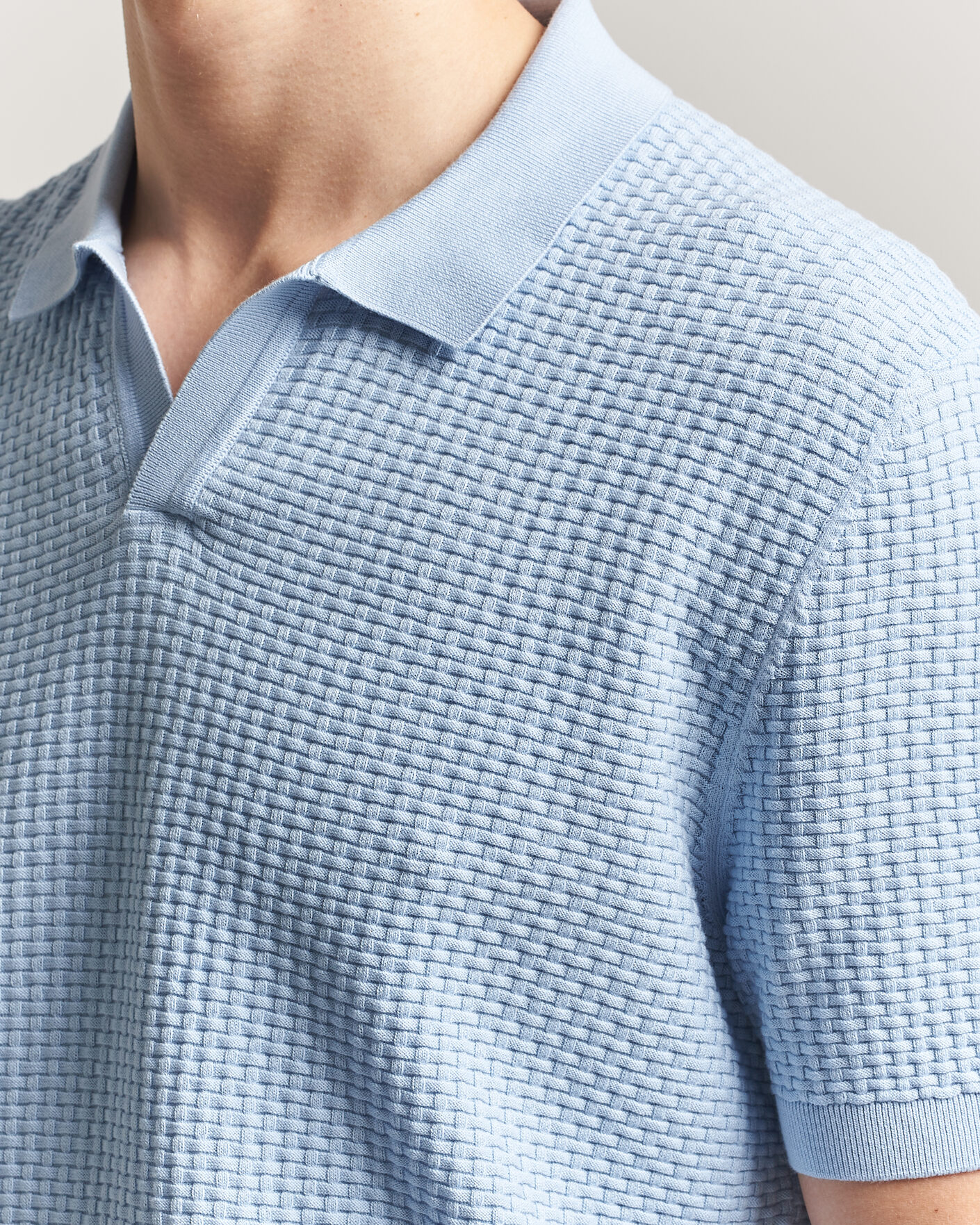 Men | Polo Shirts | BOSS BLACK | Natalo Structured Knitted Polo Light Blue