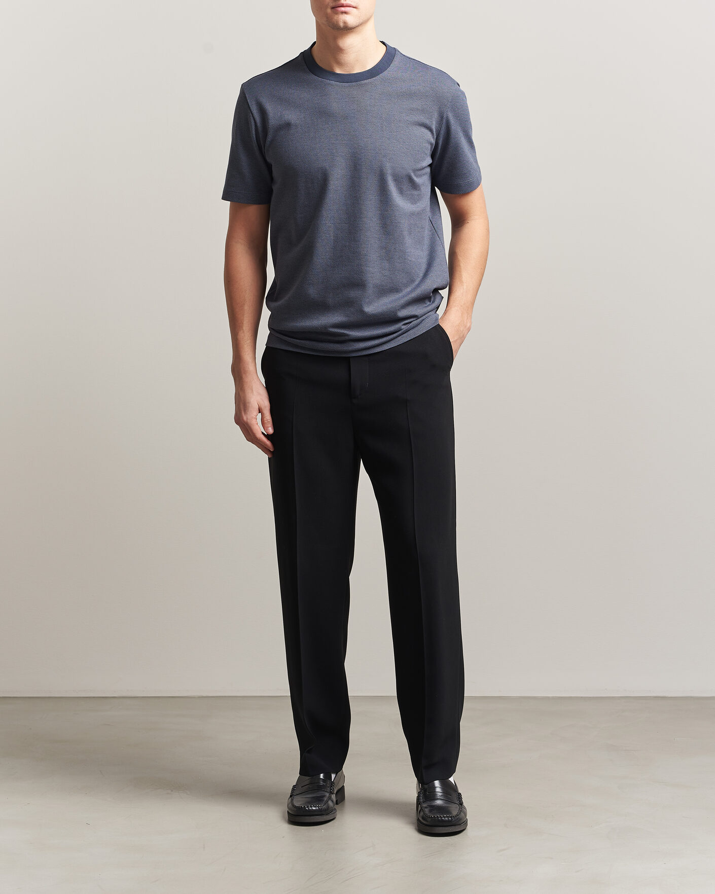 Men | T-Shirts | BOSS BLACK | Thompson Structured T-Shirt Dark Blue