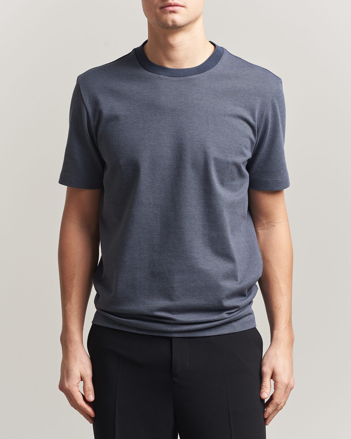 Men | T-Shirts | BOSS BLACK | Thompson Structured T-Shirt Dark Blue