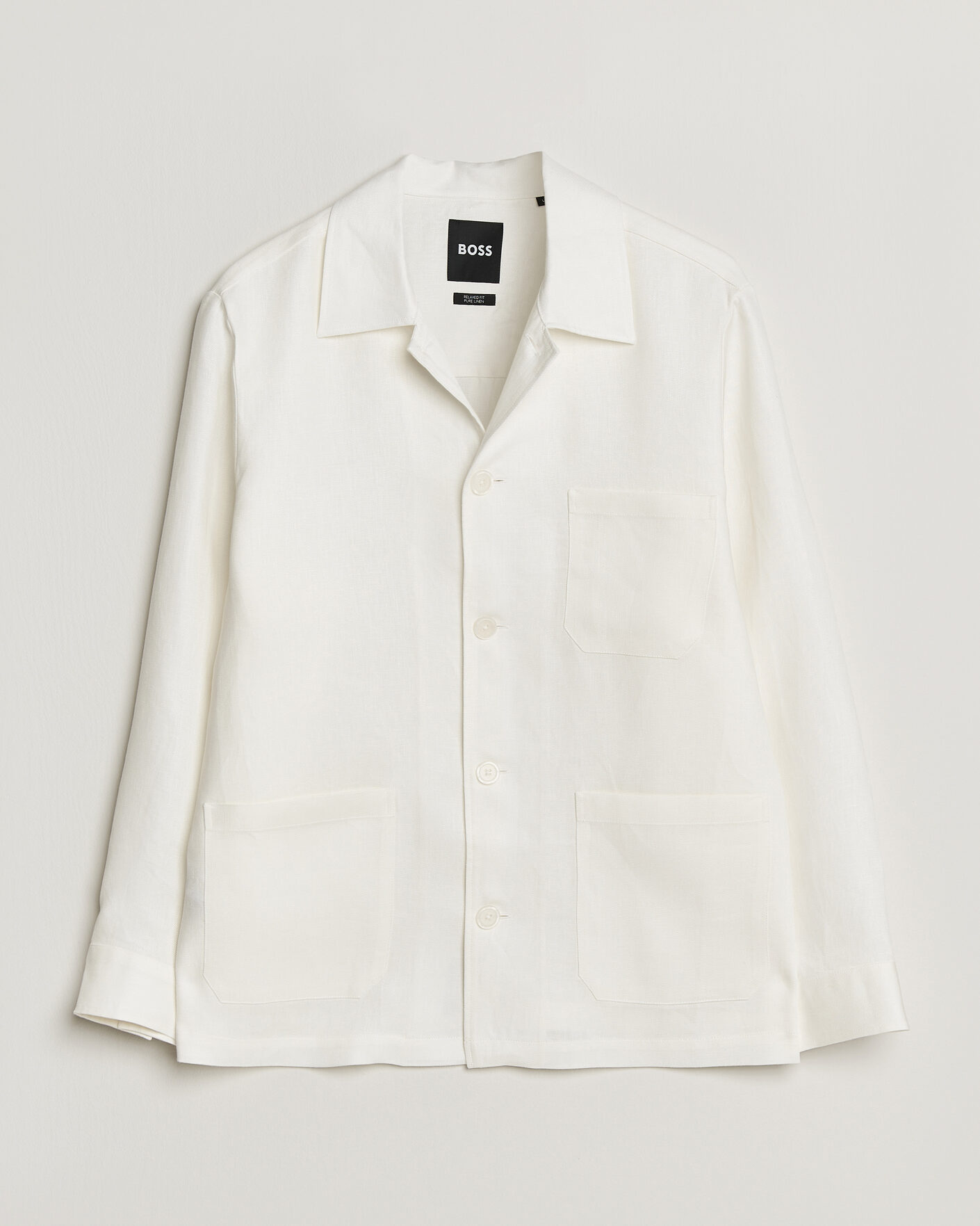 Men | Shirts | BOSS BLACK | Cai Linen Overshirt White