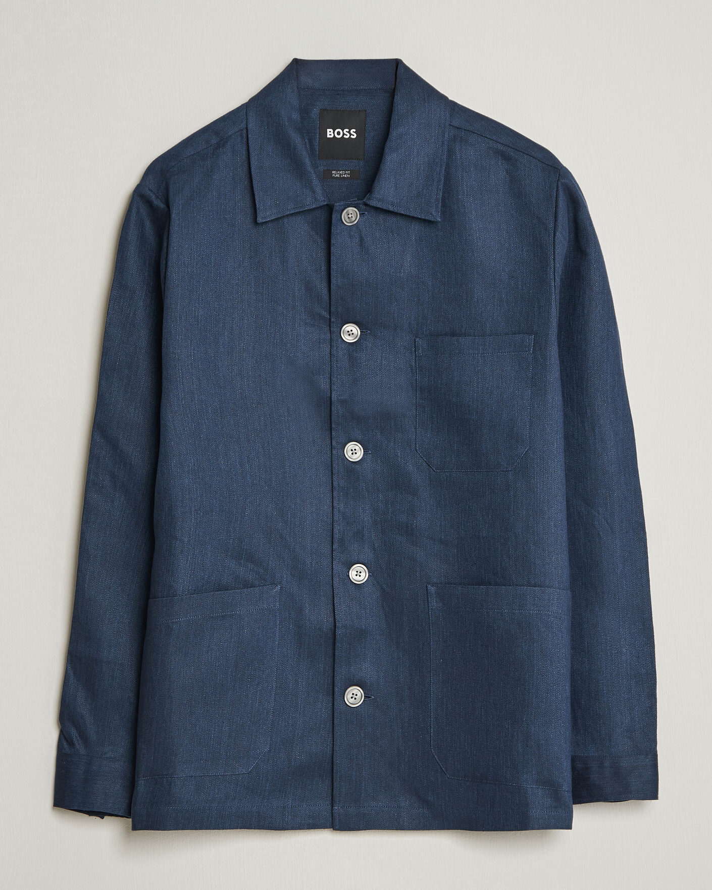 Men | Shirts | BOSS BLACK | Cai Linen Overshirt Dark Blue
