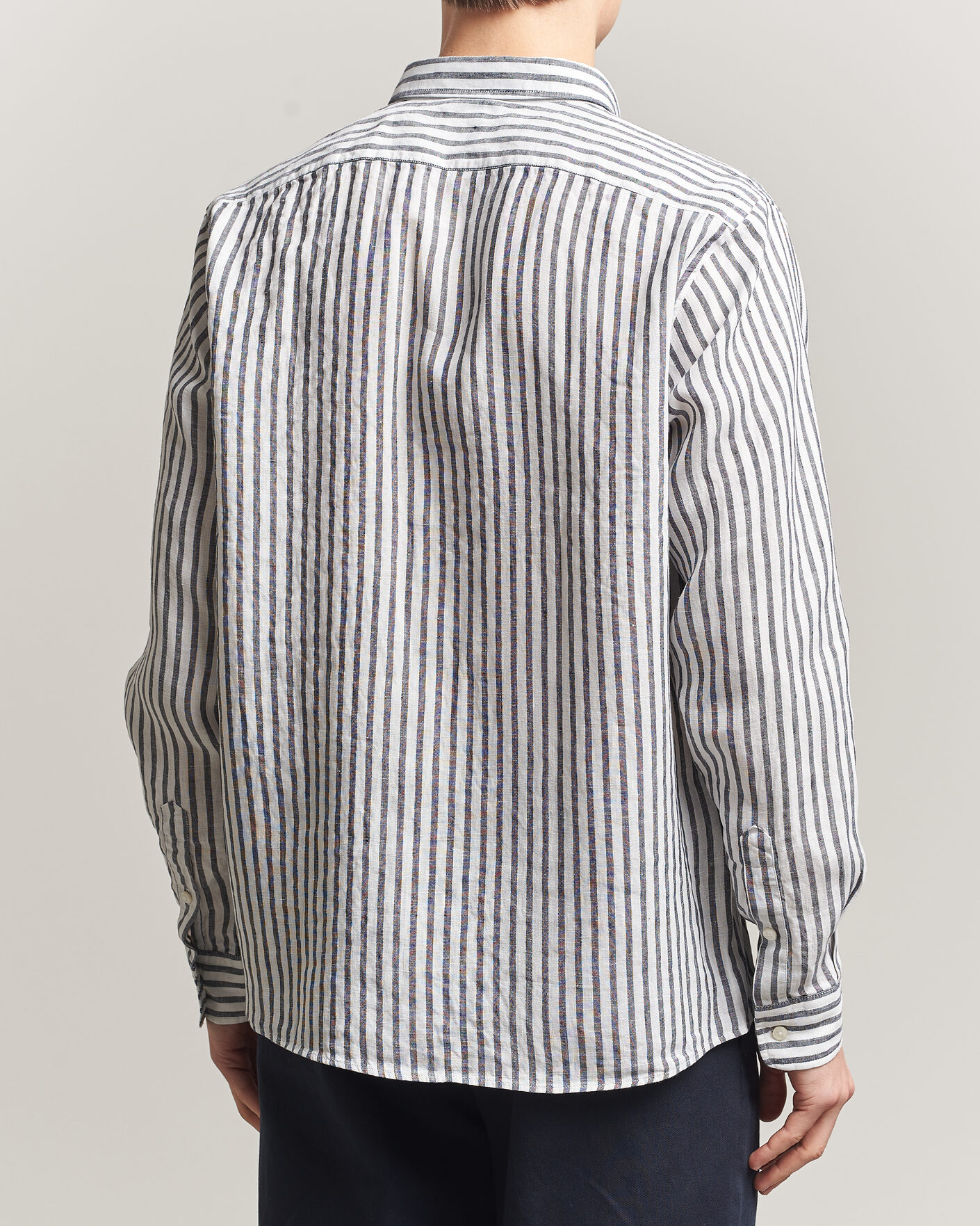 Men | Shirts | BOSS BLACK | Liam Striped Linen Shirt Dark Blue
