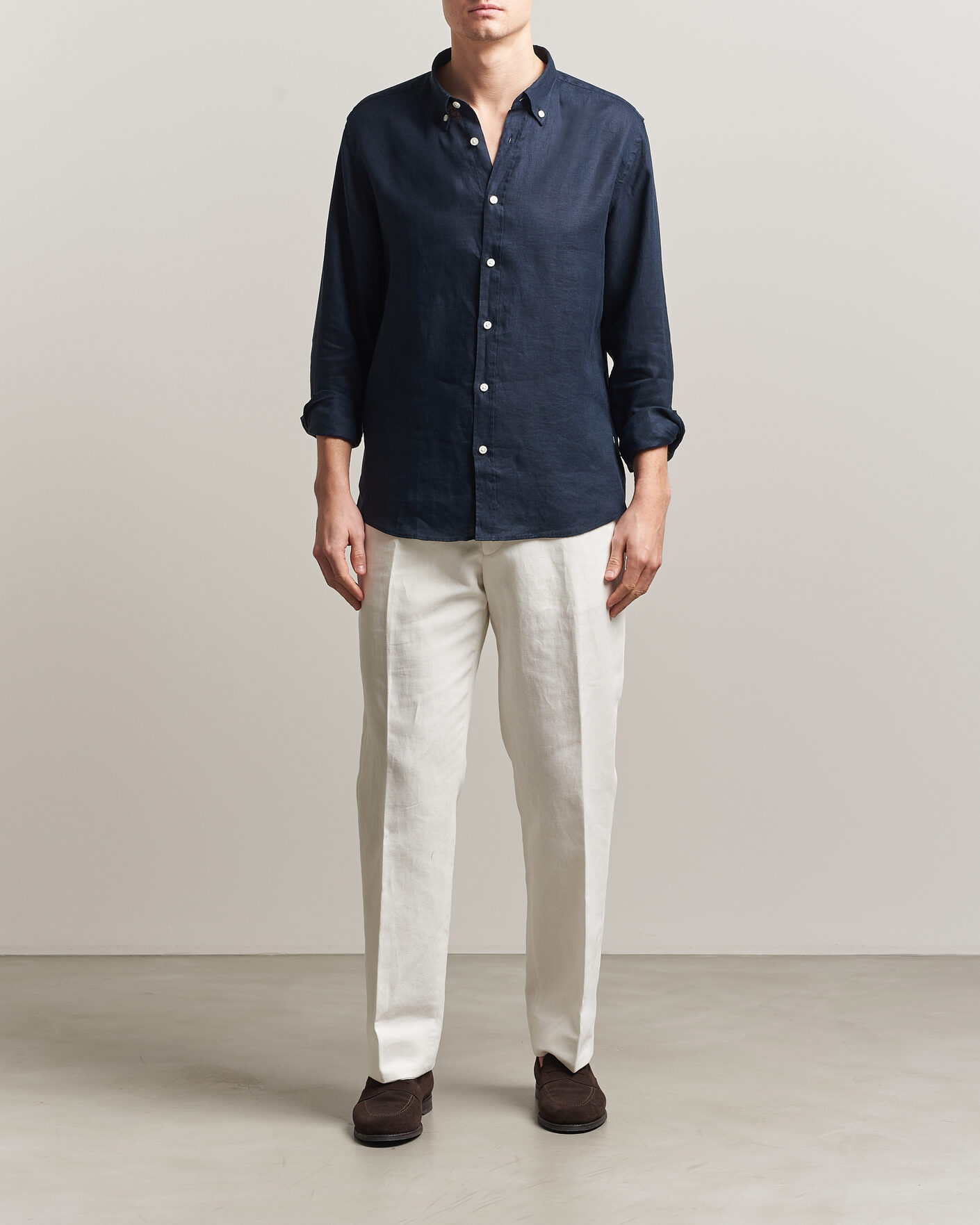 Men | Shirts | BOSS BLACK | Liam Linen Shirt Dark Blue